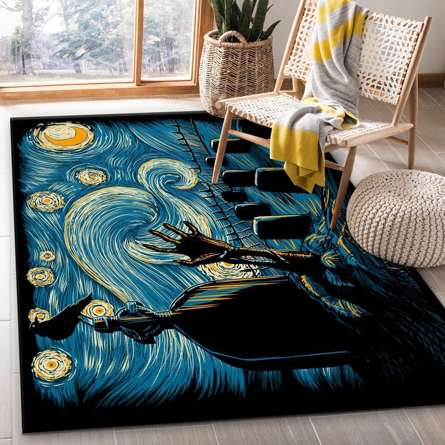 Starry Halloween Area Rug, Bedroom, US Gift Decor - Indoor Outdoor Rugs