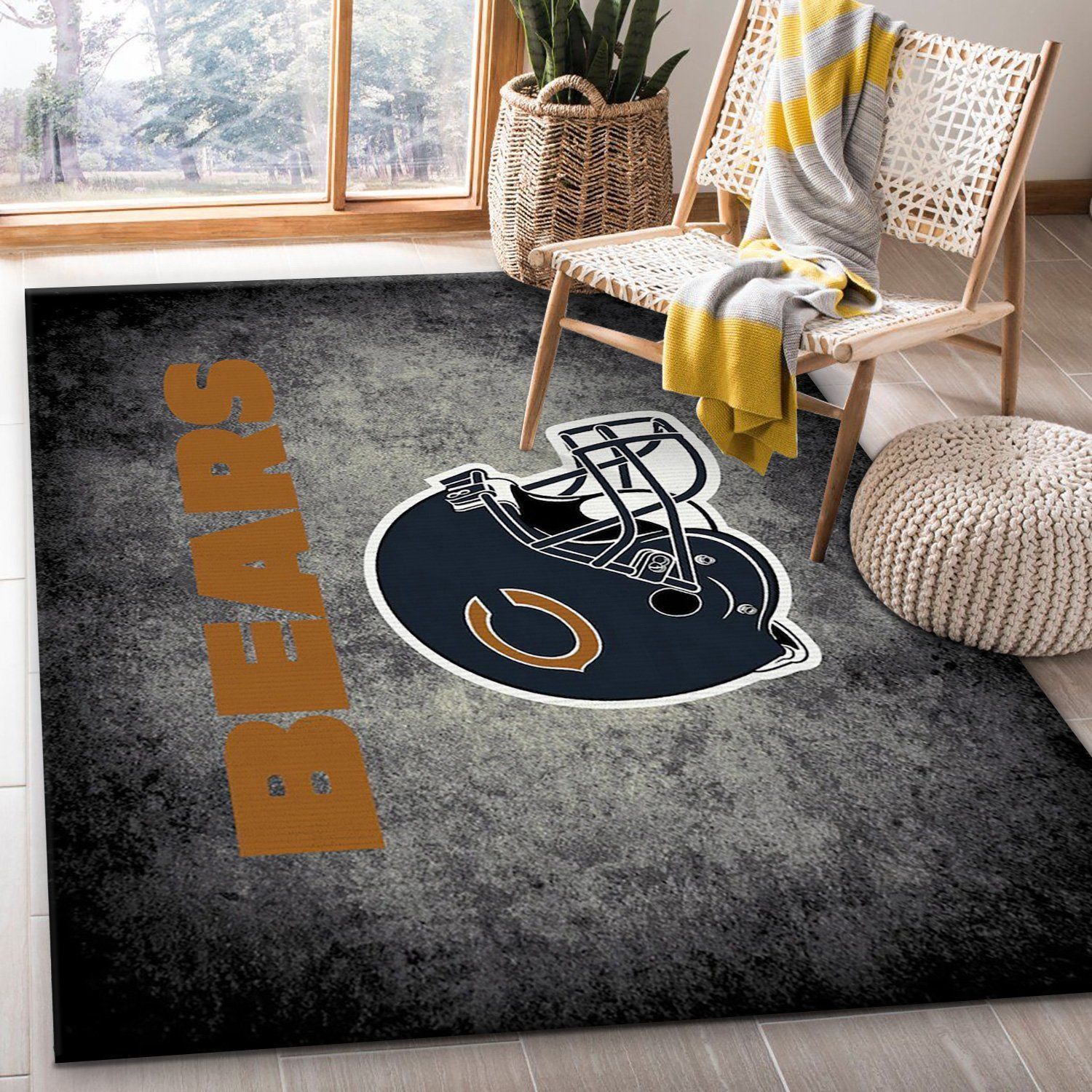 Chicago Bears Imperial Distressed Rug NFL Team Logos Area Rug, Living Room Rug, Family Gift US Decor - Indoor Outdoor Rugs