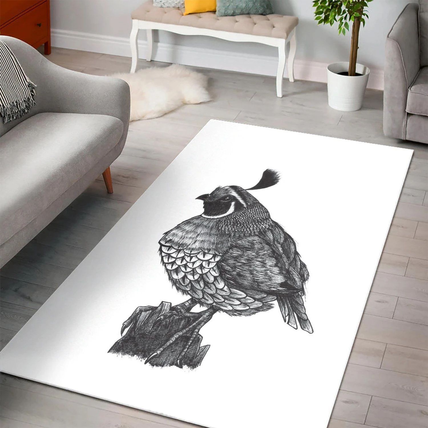 California Quail Living Room Area Rug, Room Rugs, Floor Decor Home Decor - Indoor Outdoor Rugs