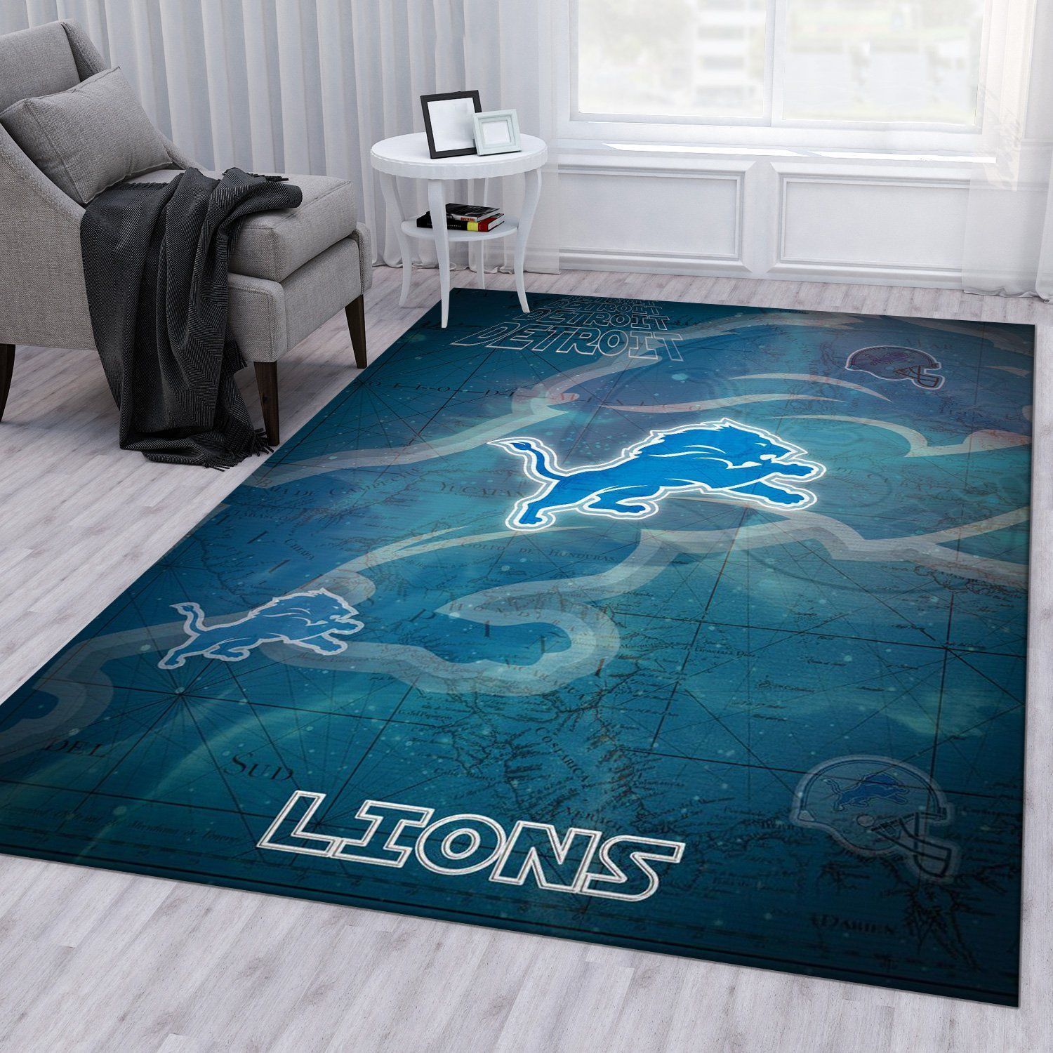 Detroit Lions Nfl Team Rug Bedroom Rug Home Decor Floor Decor - Indoor Outdoor Rugs