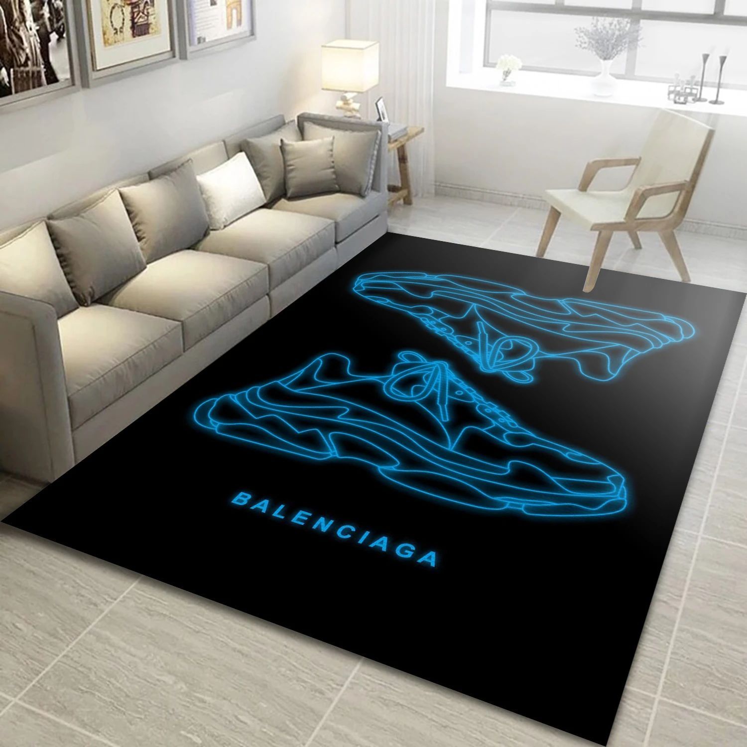 Balenciaga Sneakers Fashion Brand Rectangle Rug, Bedroom Rug - US Decor - Indoor Outdoor Rugs