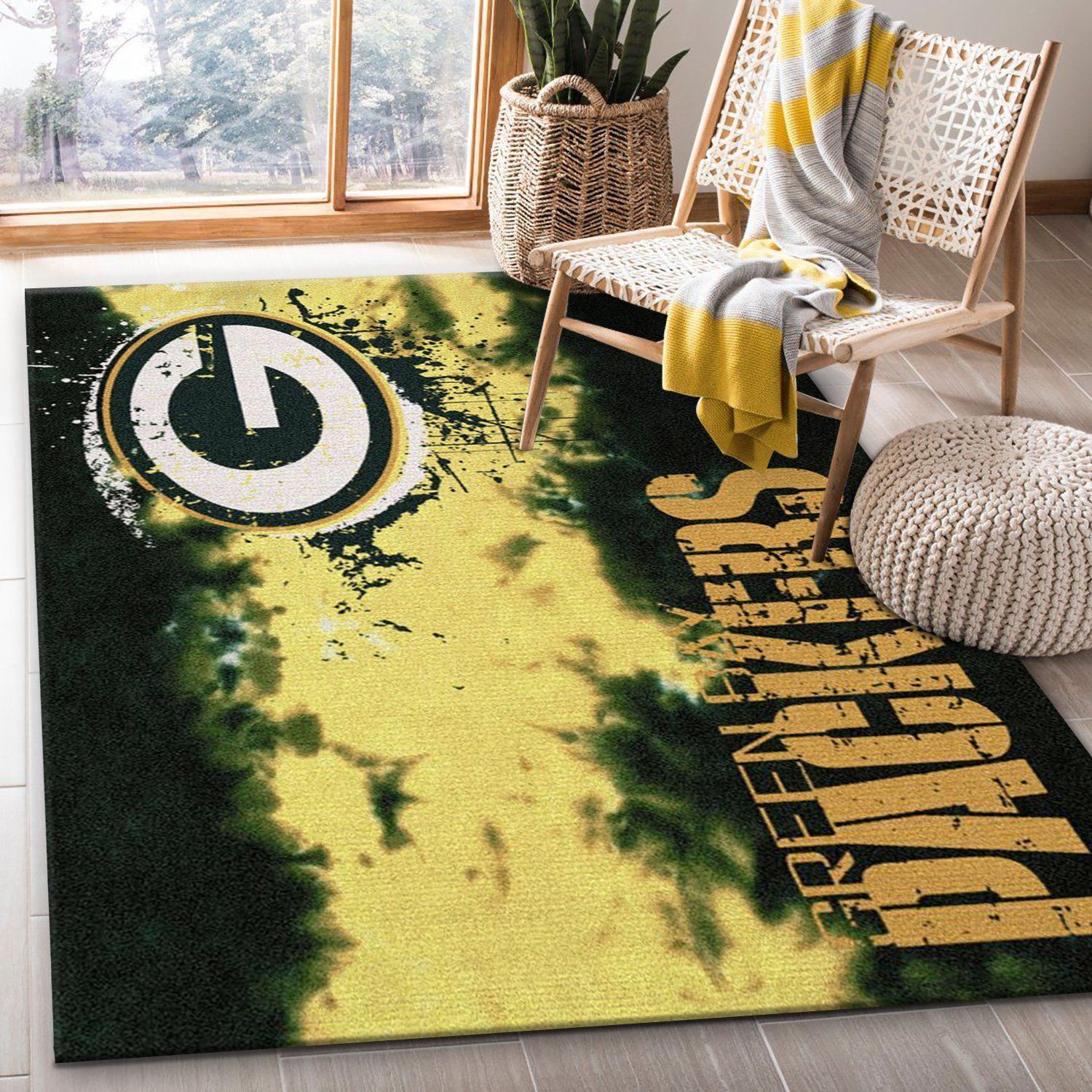 Green Bay Packers Fade Rug Nfl Team Area Rug Carpet, Bedroom Rug, Christmas Gift US Decor - Indoor Outdoor Rugs