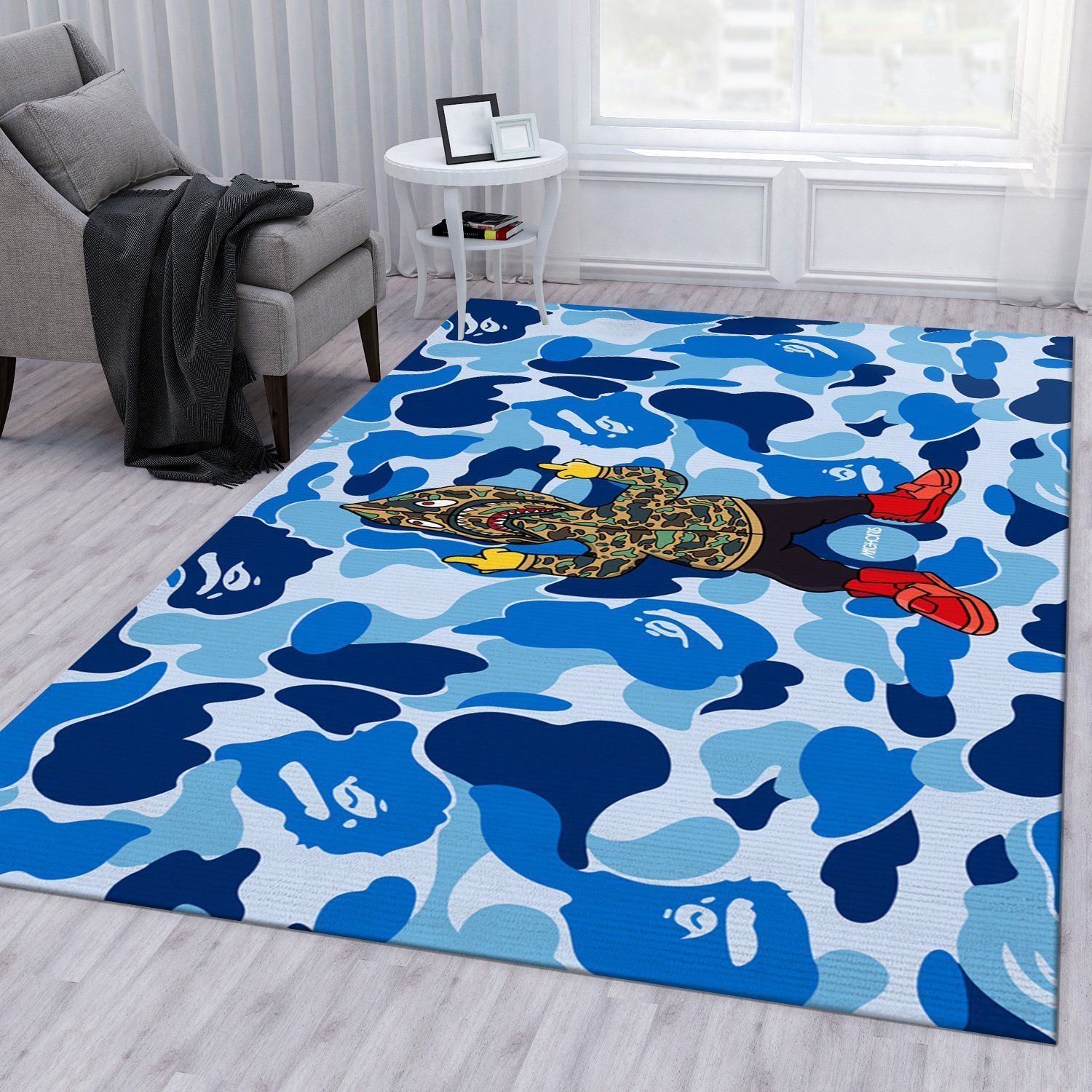 Bape Shark Area Rug For Christmas Bedroom Rug US Gift Decor - Indoor Outdoor Rugs