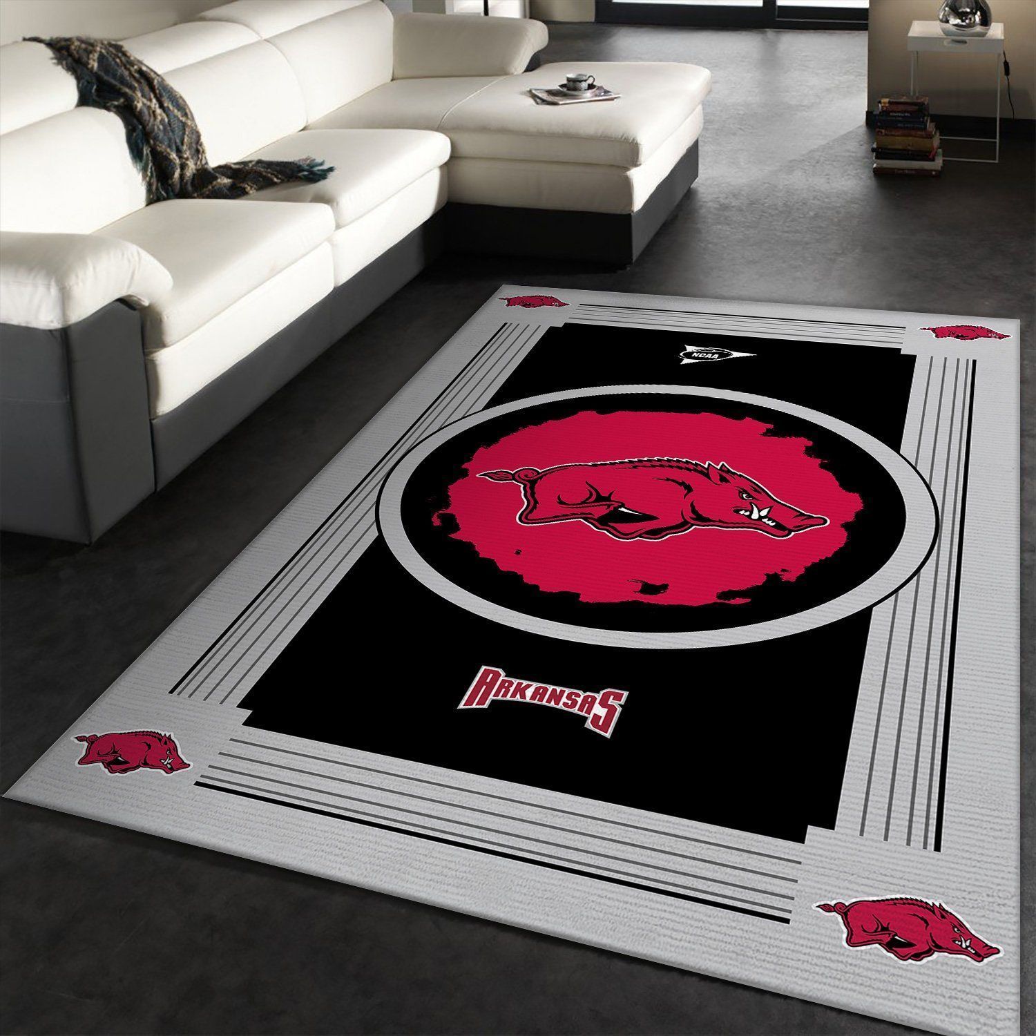 Arkansas Razorbacks NCAA Team Logo Area Rugs Living Room Carpet Floor Decor The US Decor - Indoor Outdoor Rugs