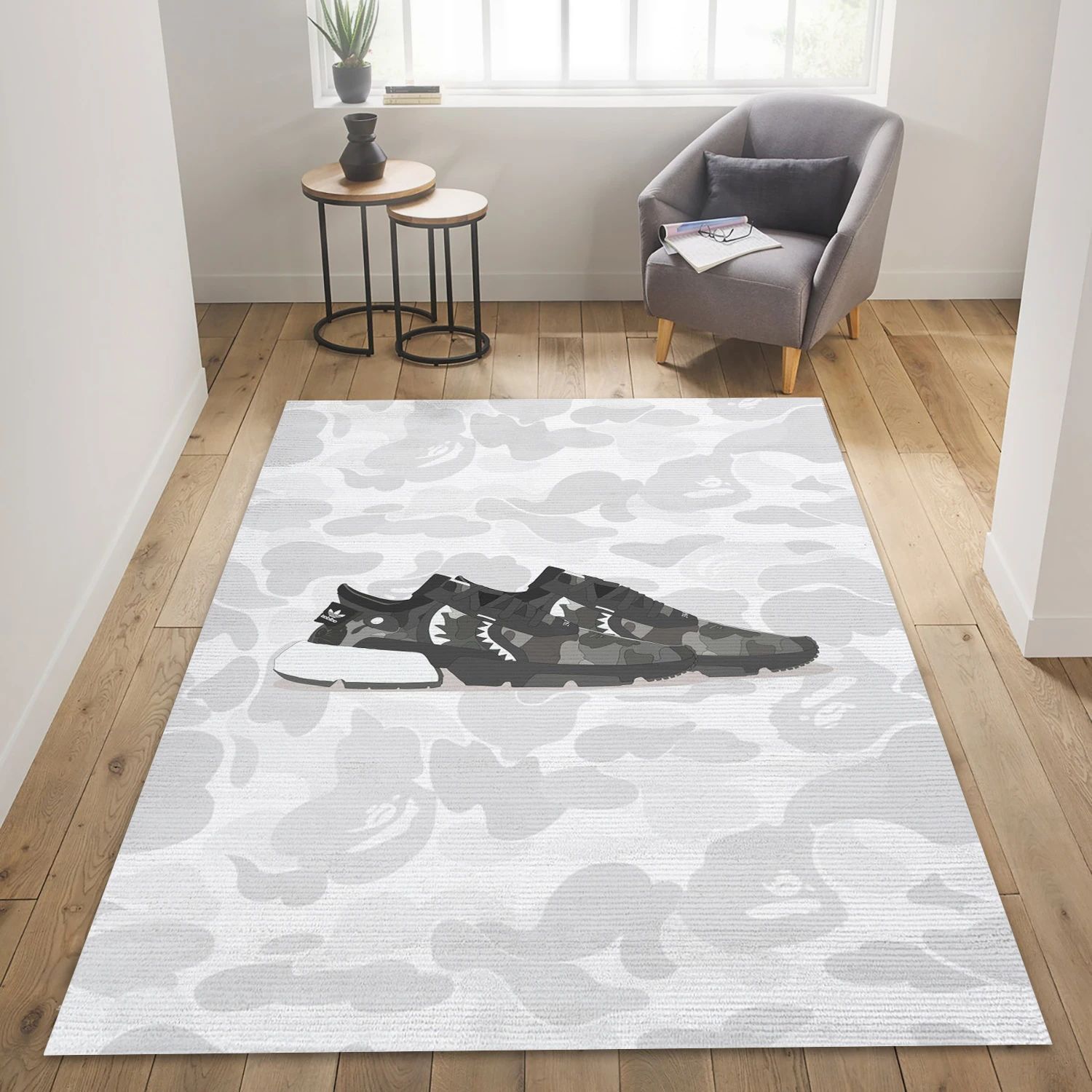 Sharkes Sneaker 2 Fashion Logo Area Rug, Bedroom Rug - Home US Decor - Indoor Outdoor Rugs