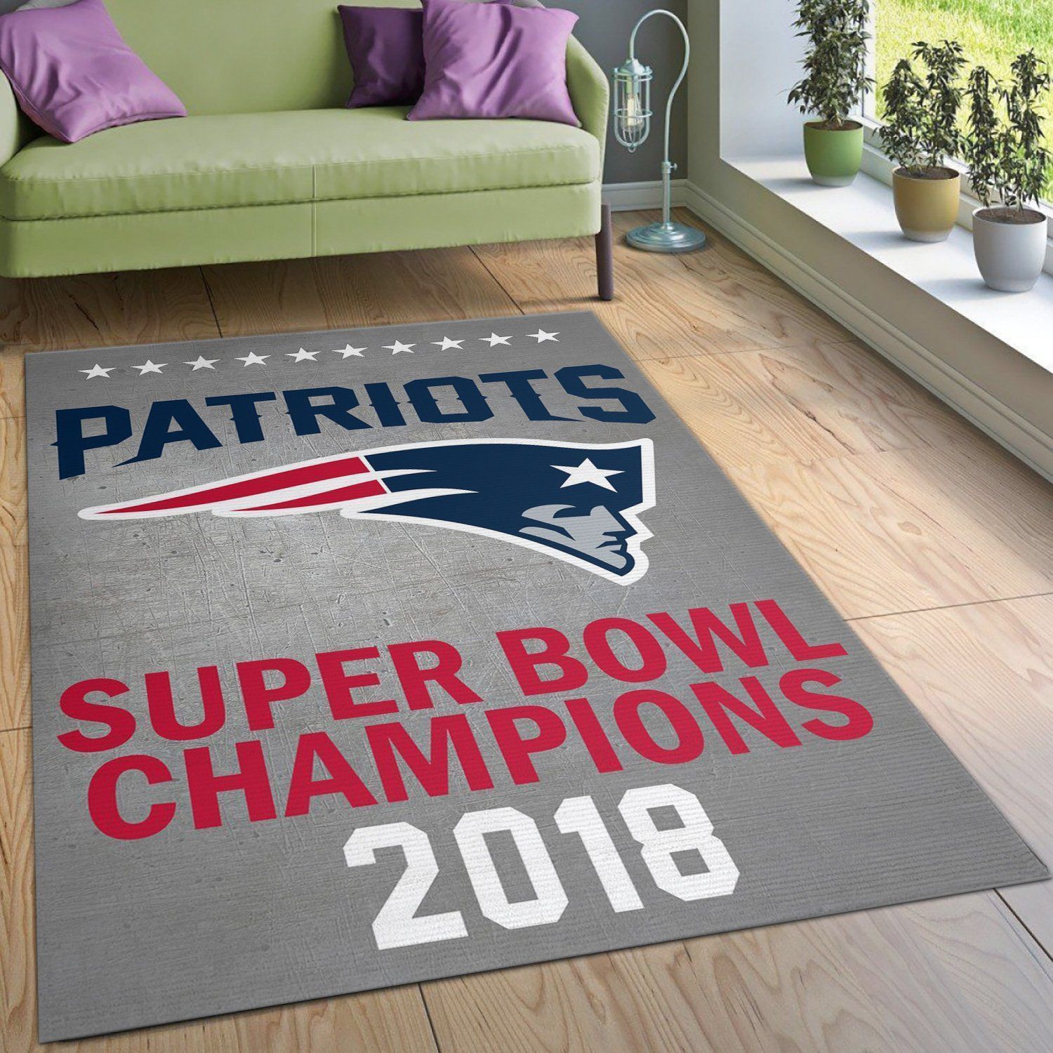 New England Patriots 2018 Nfl Football Team Area Rug For Gift Bedroom Rug US Gift Decor - Indoor Outdoor Rugs