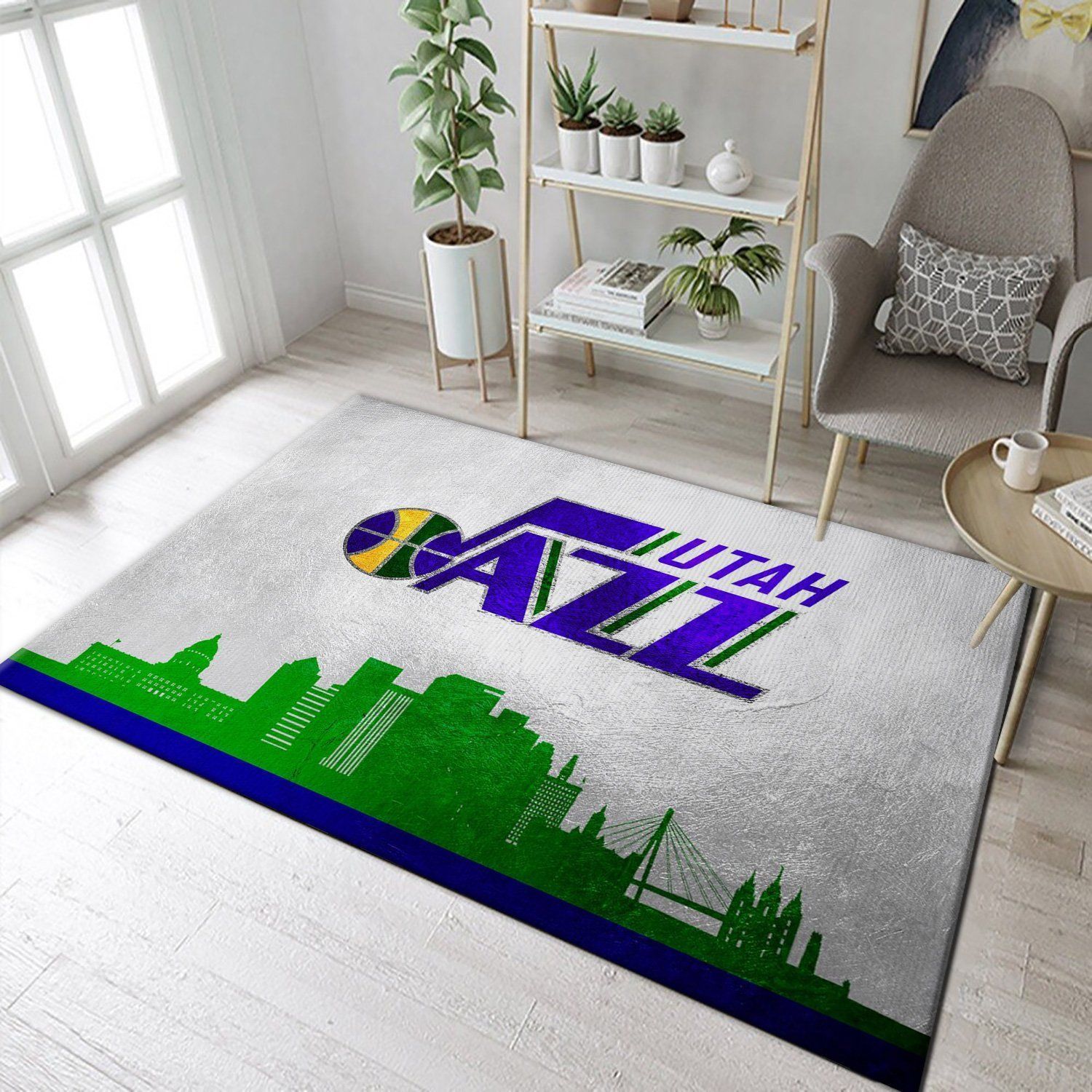 Utah Jazz Skyline Area Rug Carpet, Kitchen Rug, Home US Decor - Indoor Outdoor Rugs