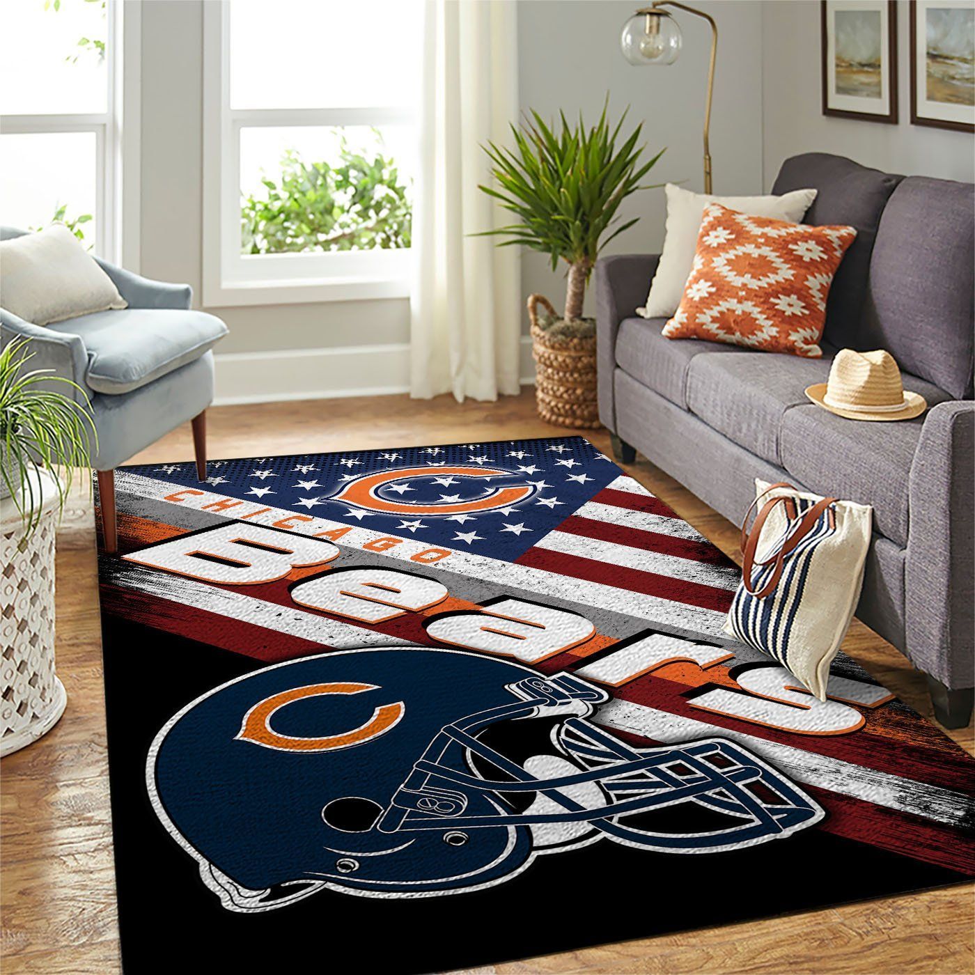 Chicago Bears Nfl Team Logo American Style Nice Gift Home Decor Rectangle Area Rug - Indoor Outdoor Rugs