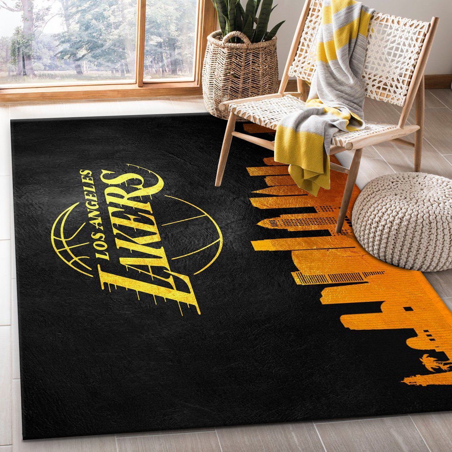 Los Angeles Lakers Skyline NBA Team Area Rug, Bedroom, US Gift Decor - Indoor Outdoor Rugs