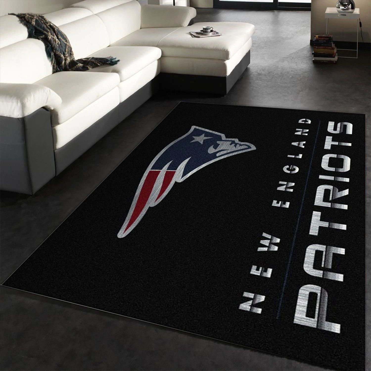 New England Patriots Imperial Chrome Rug NFL Area Rug Carpet, Bedroom, Family Gift US Decor - Indoor Outdoor Rugs