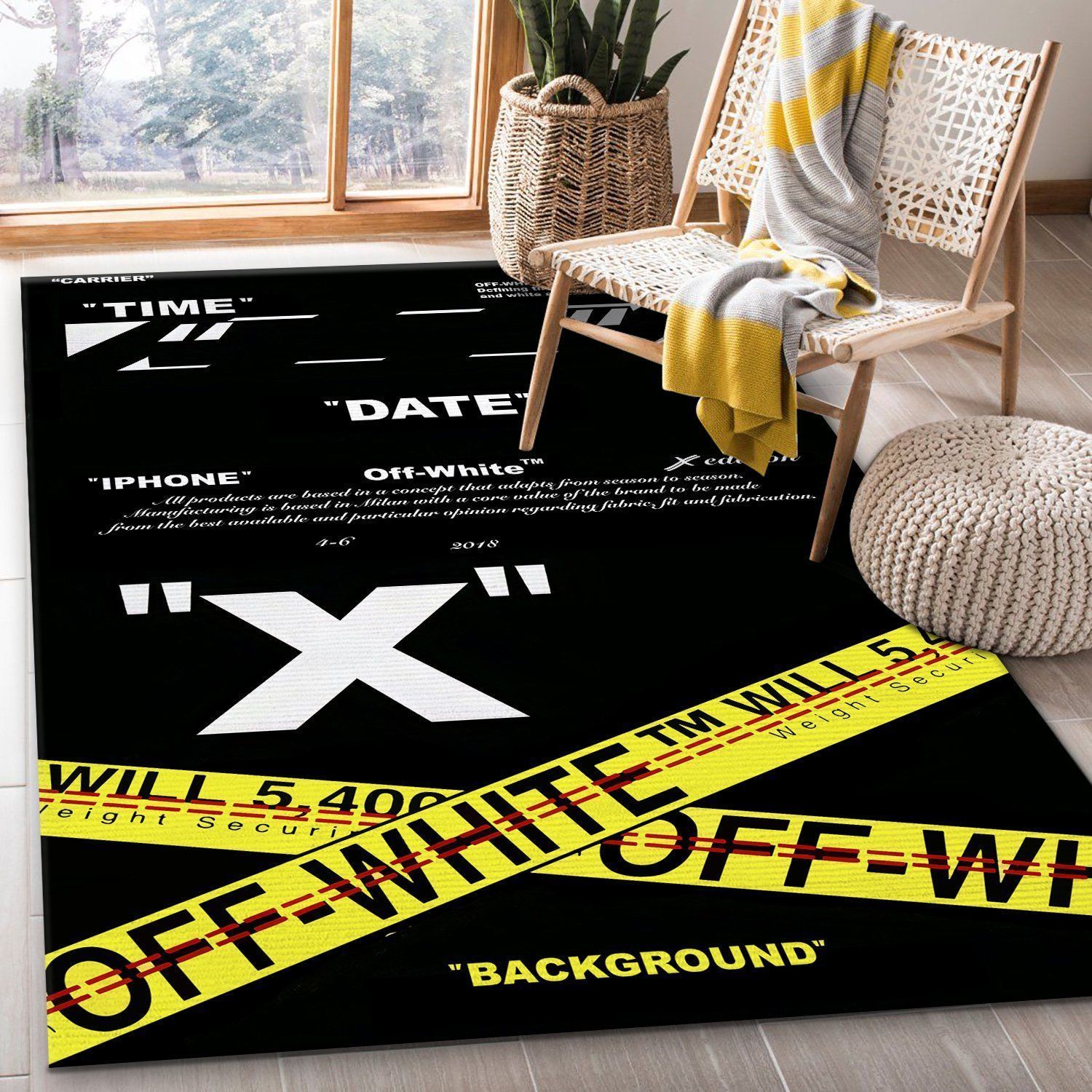 OFF WHITE Logo Area Rugs Living Room Carpet Christmas Gift Brands Fashion Floor Decor The US Decor - Indoor Outdoor Rugs