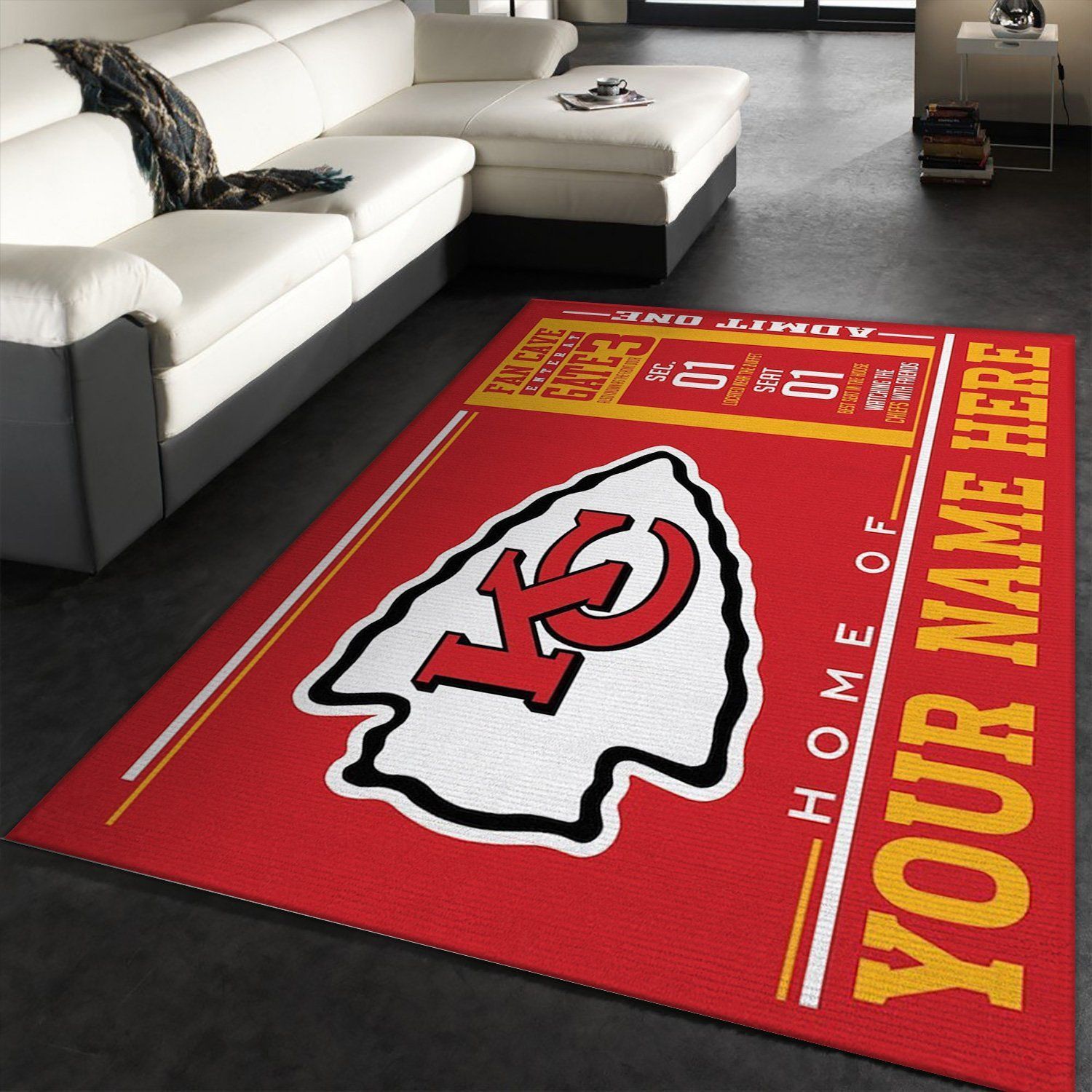 Customizable Kansas City Chiefs Wincraft Personalized NFL Area Rug Carpet, Kitchen Rug, Home Decor Floor Decor