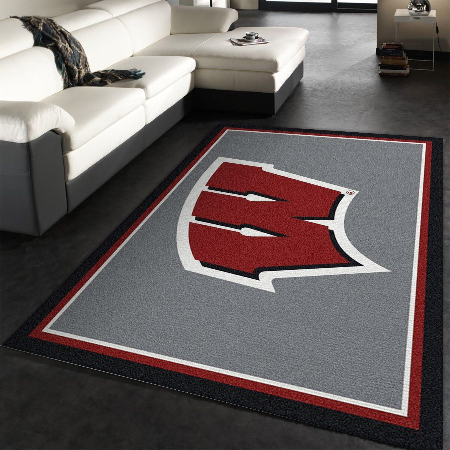 Wisconsin University Team Spirit Rug1 NCAA Area Rug, Living Room Rug, Family Gift US Decor - Indoor Outdoor Rugs