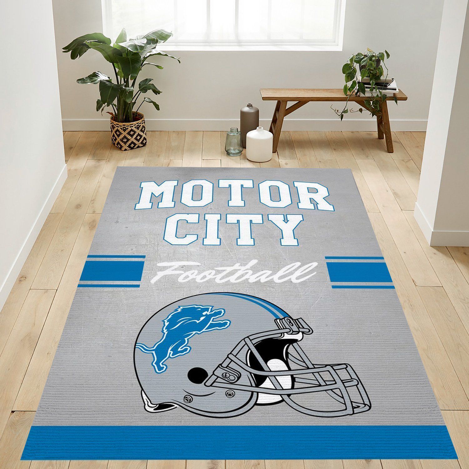 Motor City Football Nfl Area Rug Bedroom Rug Home US Decor - Indoor Outdoor Rugs