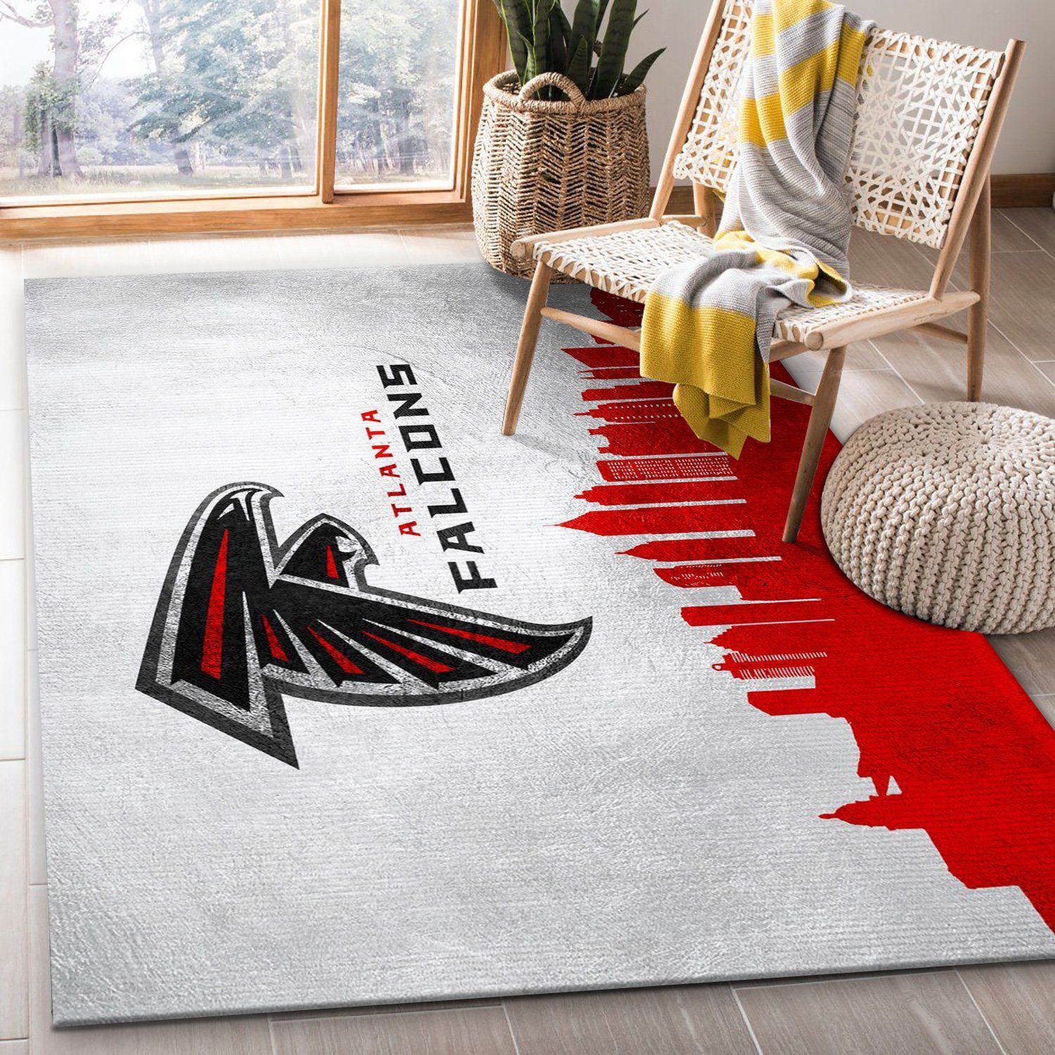 Atlanta Falcons Skyline NFL Area Rug Carpet, Living Room Rug, Family Gift US Decor - Indoor Outdoor Rugs