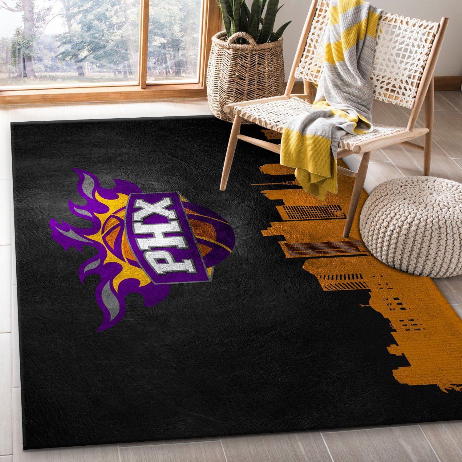 Phoenix Suns Skyline Dark Area Rug, Bedroom, Family Gift US Decor - Indoor Outdoor Rugs