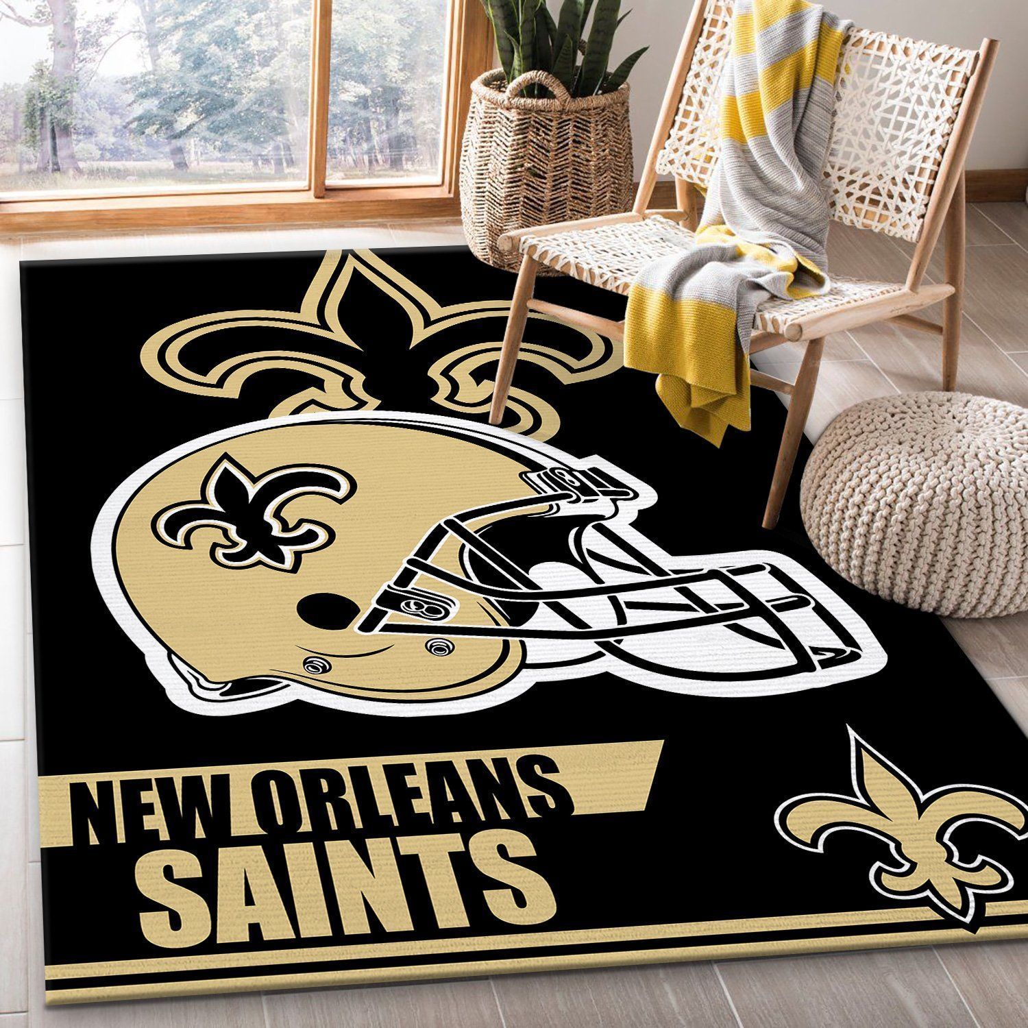 New Orleans Saints NFL Team Logo Helmet Nice Gift Home Decor Rectangle Area Rug - Indoor Outdoor Rugs