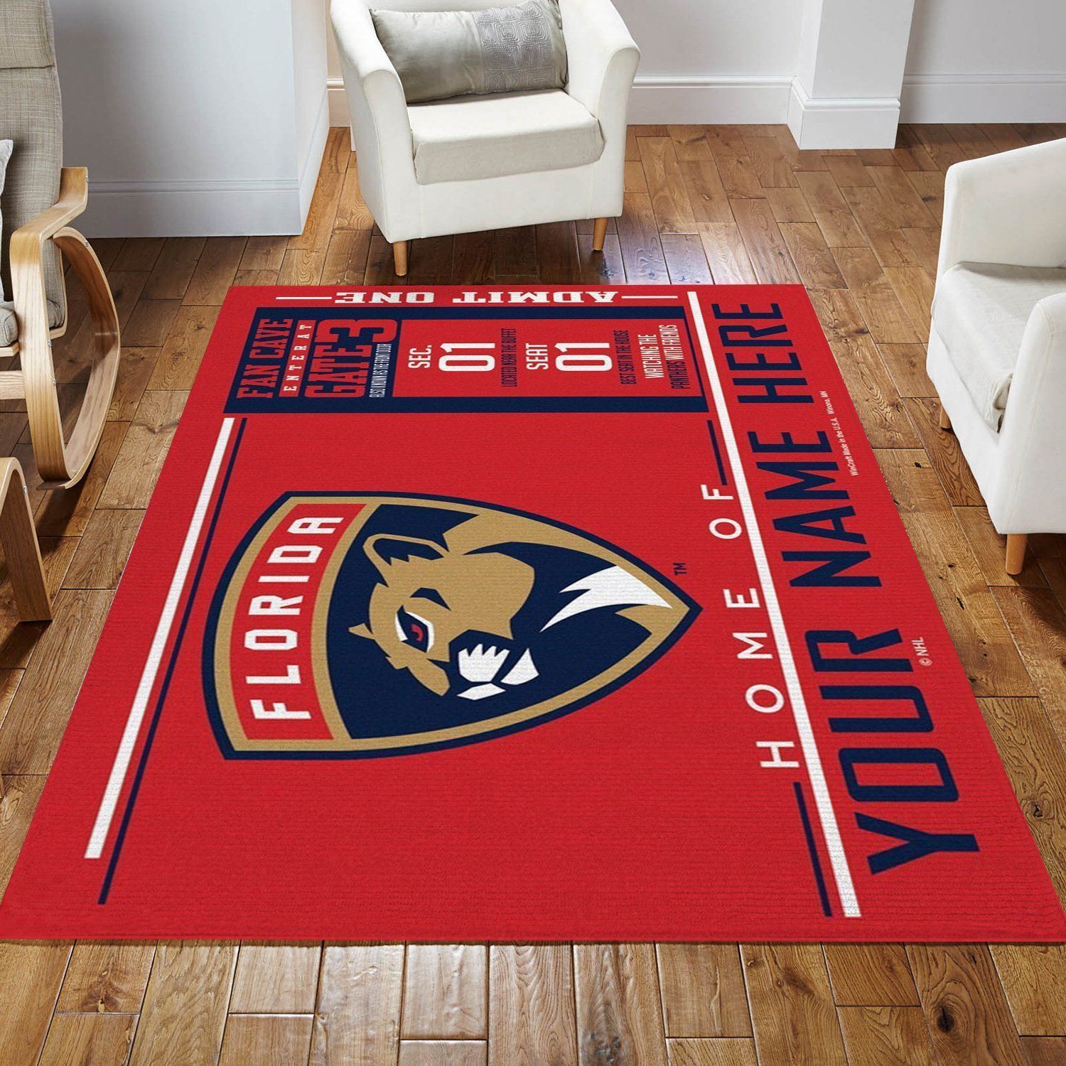 Customizable Florida Panthers Wincraft Personalized NHL Area Rug Living Room Rug Home Decor - Indoor Outdoor Rugs