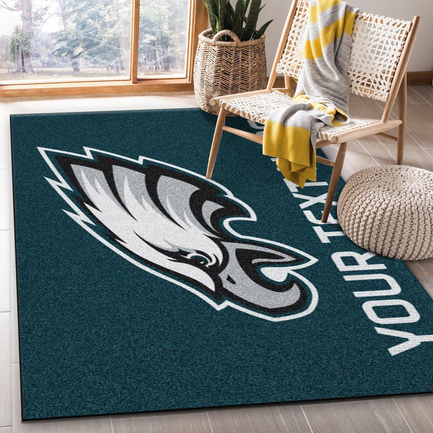 Customizable Philadelphia Eagles Personalized Accent Rug NFL Area Rug, Bedroom, Christmas Gift US Decor - Indoor Outdoor Rugs