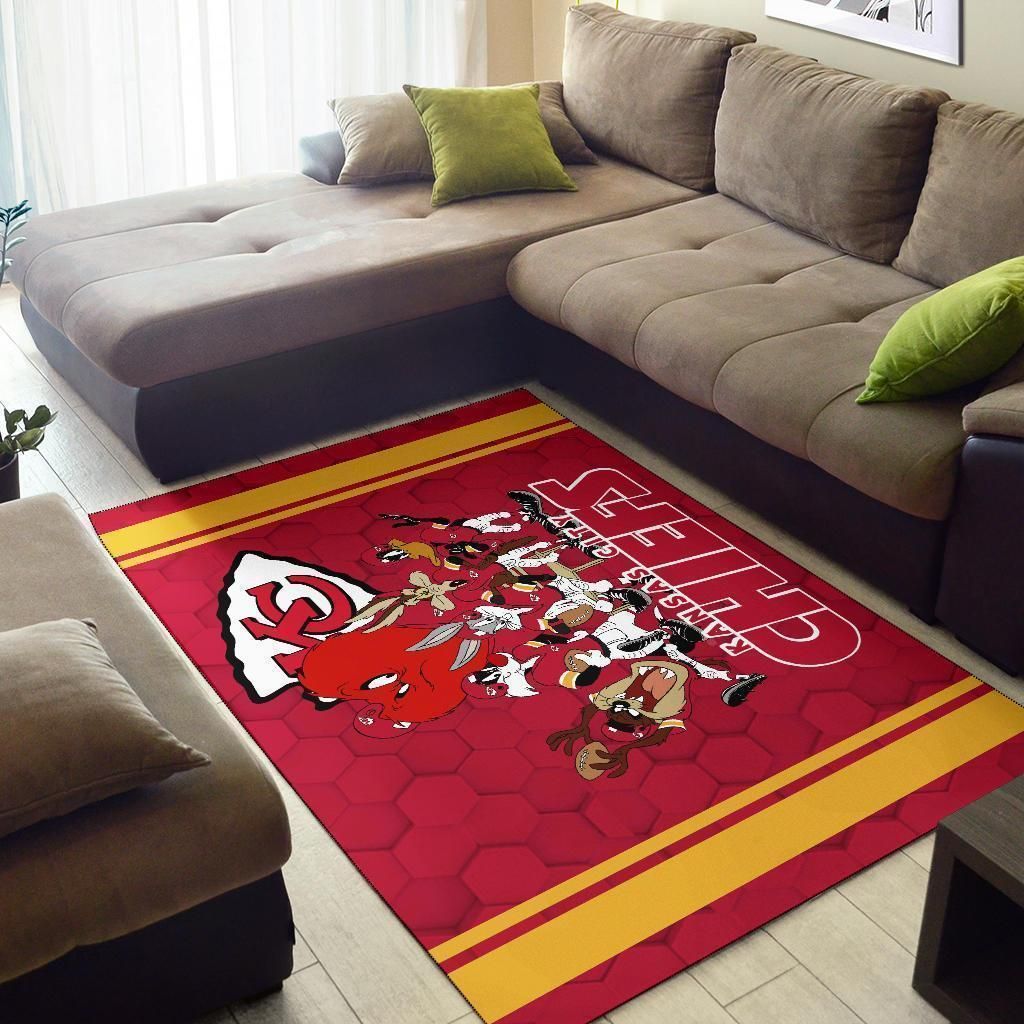 Looney Tunes Chiefs Team Rug Area Football Carpet Fan - Indoor Outdoor Rugs