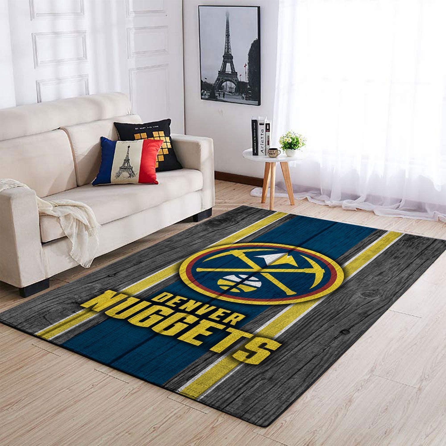 Denver Nuggets Nba Team Logo Wooden Style Nice Gift Home Decor Rectangle Area Rug - Indoor Outdoor Rugs