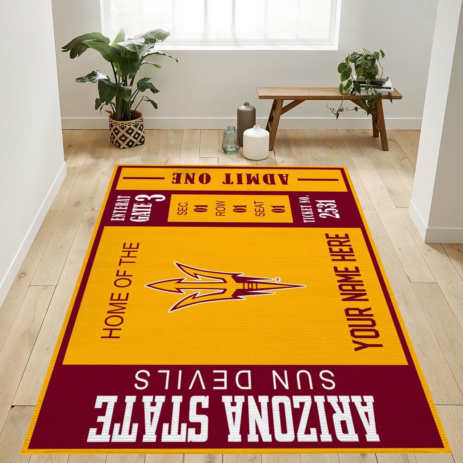 Arizona State Sun Devils Ncaa Customizable Rug, Bedroom Rug - Home US Decor - Indoor Outdoor Rugs