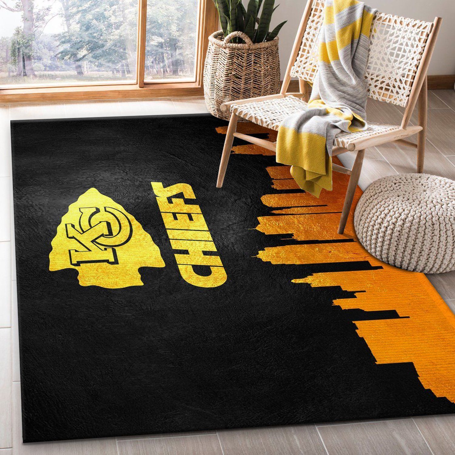 Kansas City Chiefs Skyline NFL Area Rug, Living room and bedroom Rug, Home Decor Floor Decor - Indoor Outdoor Rugs