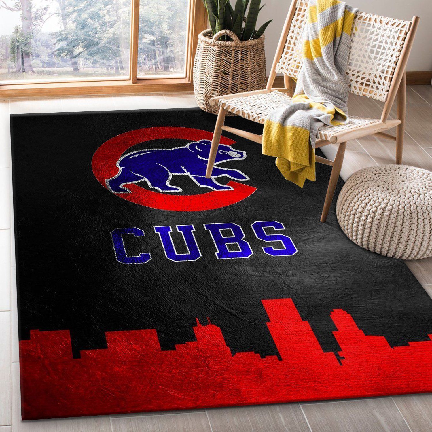 Chicago Cubs Skyline Area Rug Carpet, Kitchen Rug, Home US Decor - Indoor Outdoor Rugs