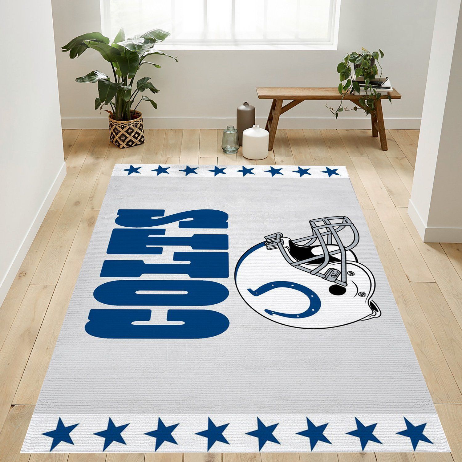 Indianapolis Colts Helmet Nfl Team Logo Rug Bedroom Rug Home Decor Floor Decor - Indoor Outdoor Rugs