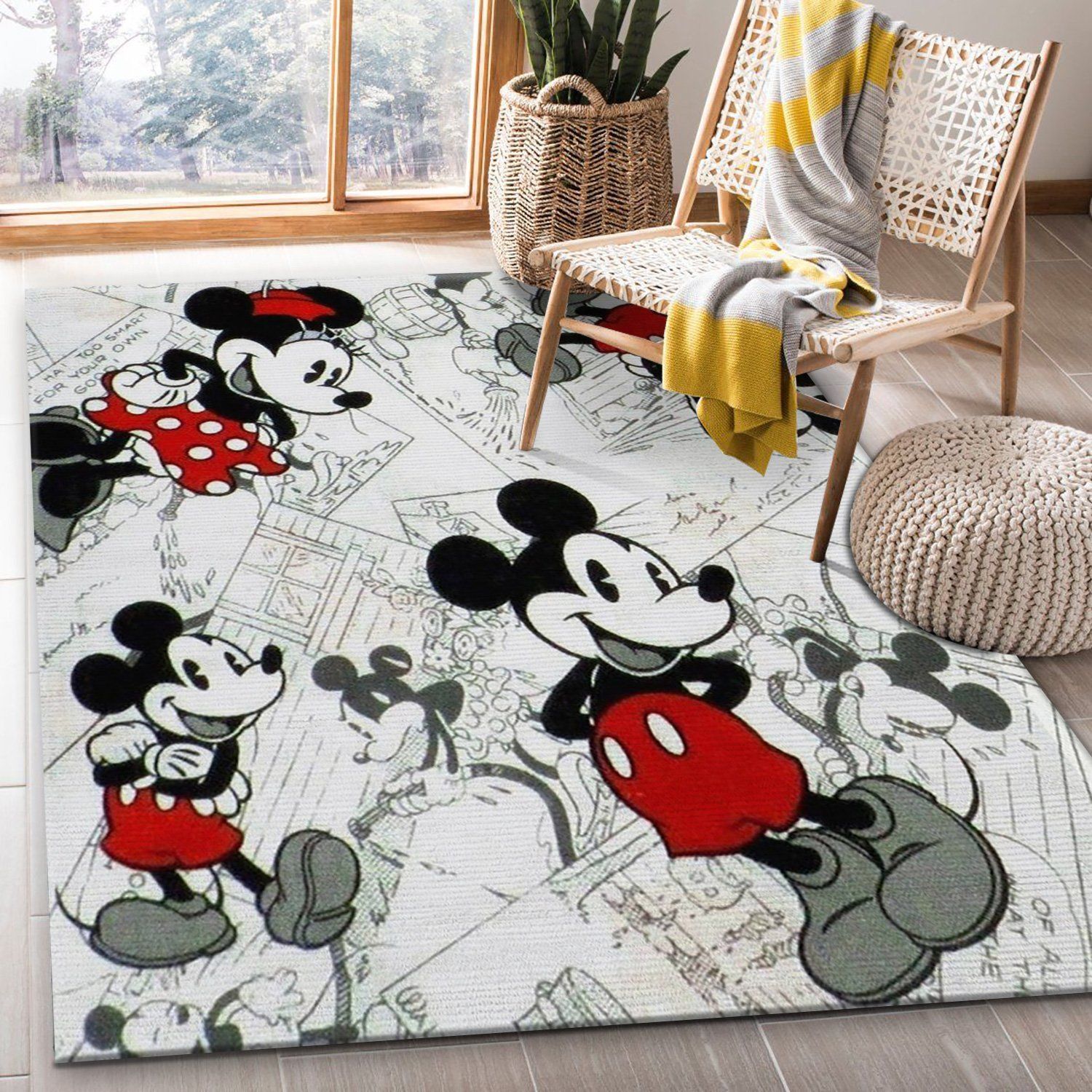 Mickey Comic Discovered Area Rug Carpet, Living room and bedroom Rug, Family Gift US Decor - Indoor Outdoor Rugs