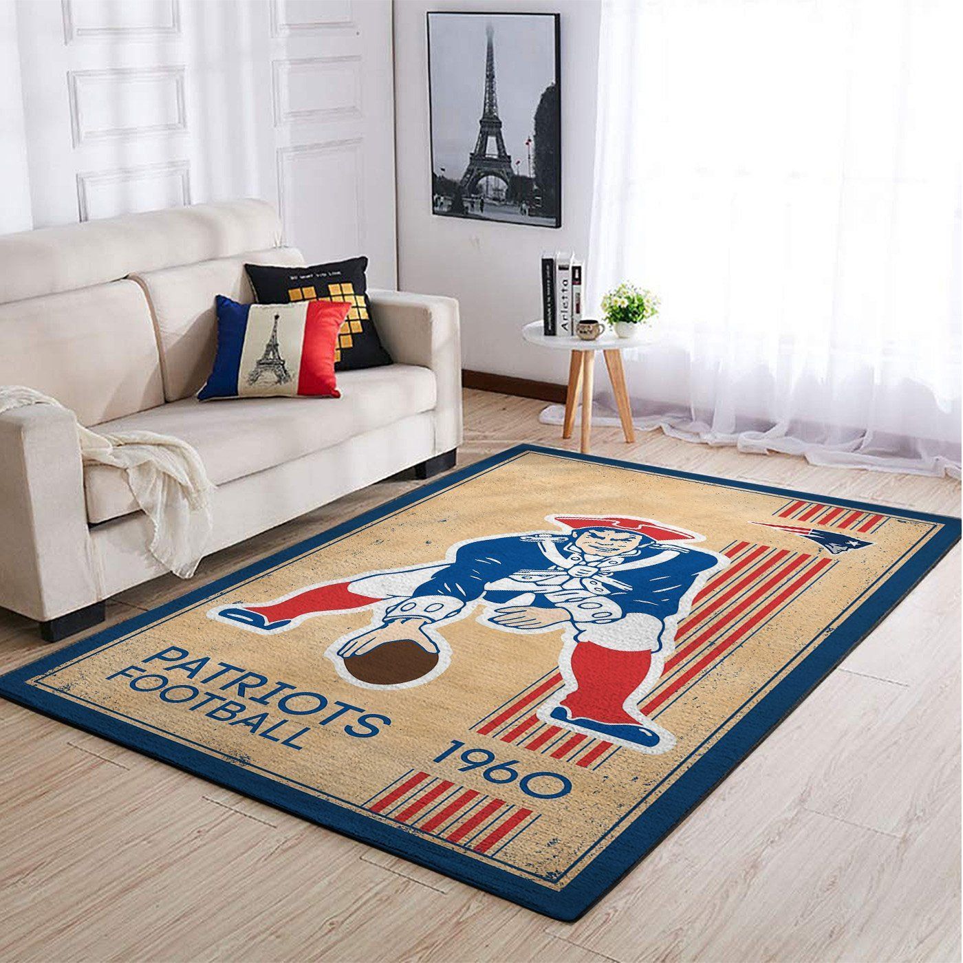 New England Patriots Nfl Team Logo Retro Style Nice Gift Home Decor Rectangle Area Rug - Indoor Outdoor Rugs