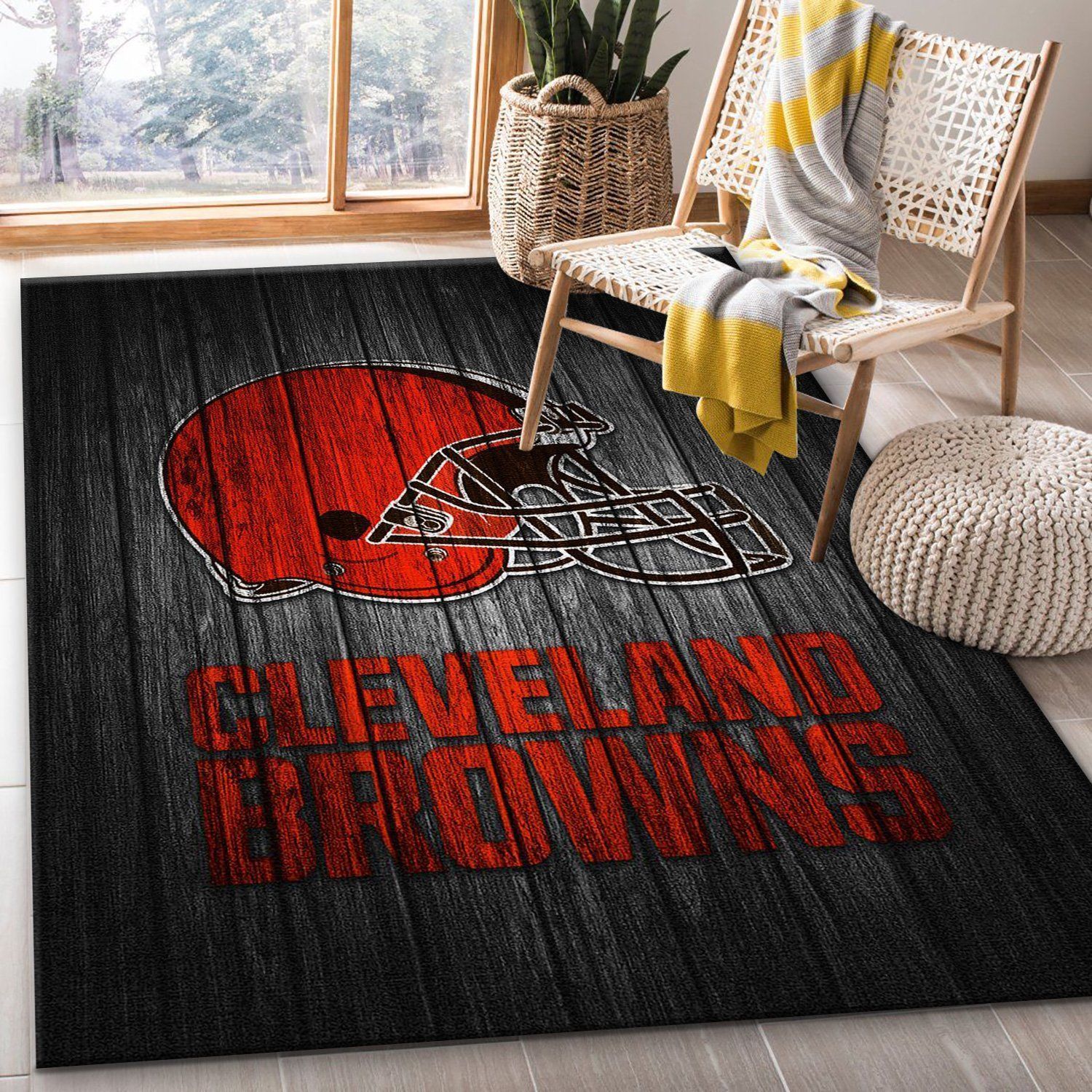 Cleveland Browns Nfl Logo Area Rug For Gift Bedroom Rug Home US Decor - Indoor Outdoor Rugs