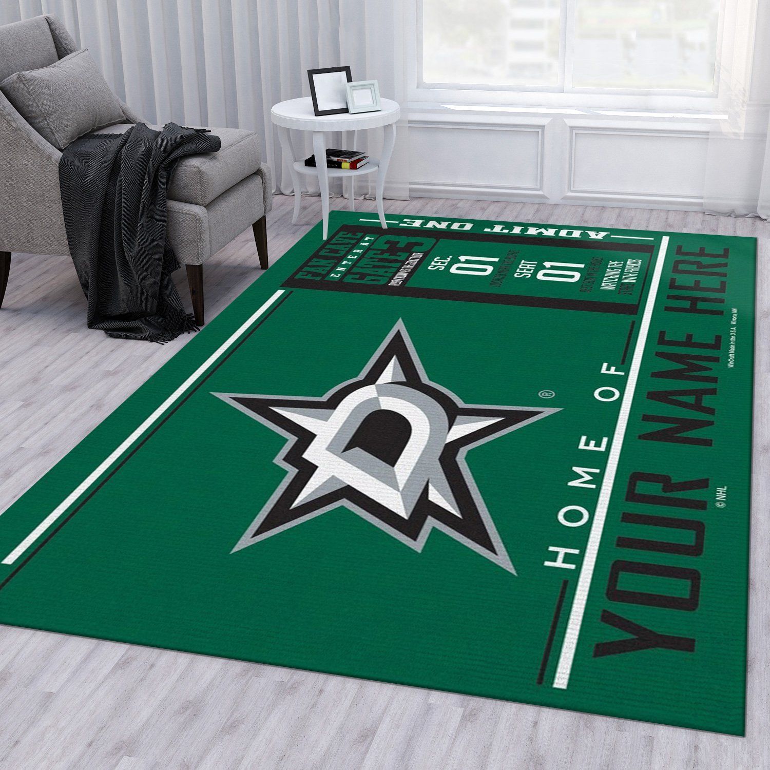 Customizable Dallas Stars Wincraft Personalized NHL Area Rug Living Room Rug Home Decor - Indoor Outdoor Rugs