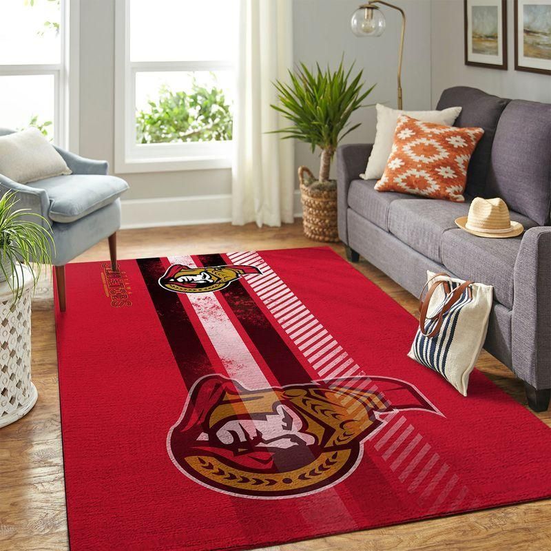 Ottawa Senators Nhl Team Logo Rug Room Carpet Custom Area Floor Home Decor - Indoor Outdoor Rugs