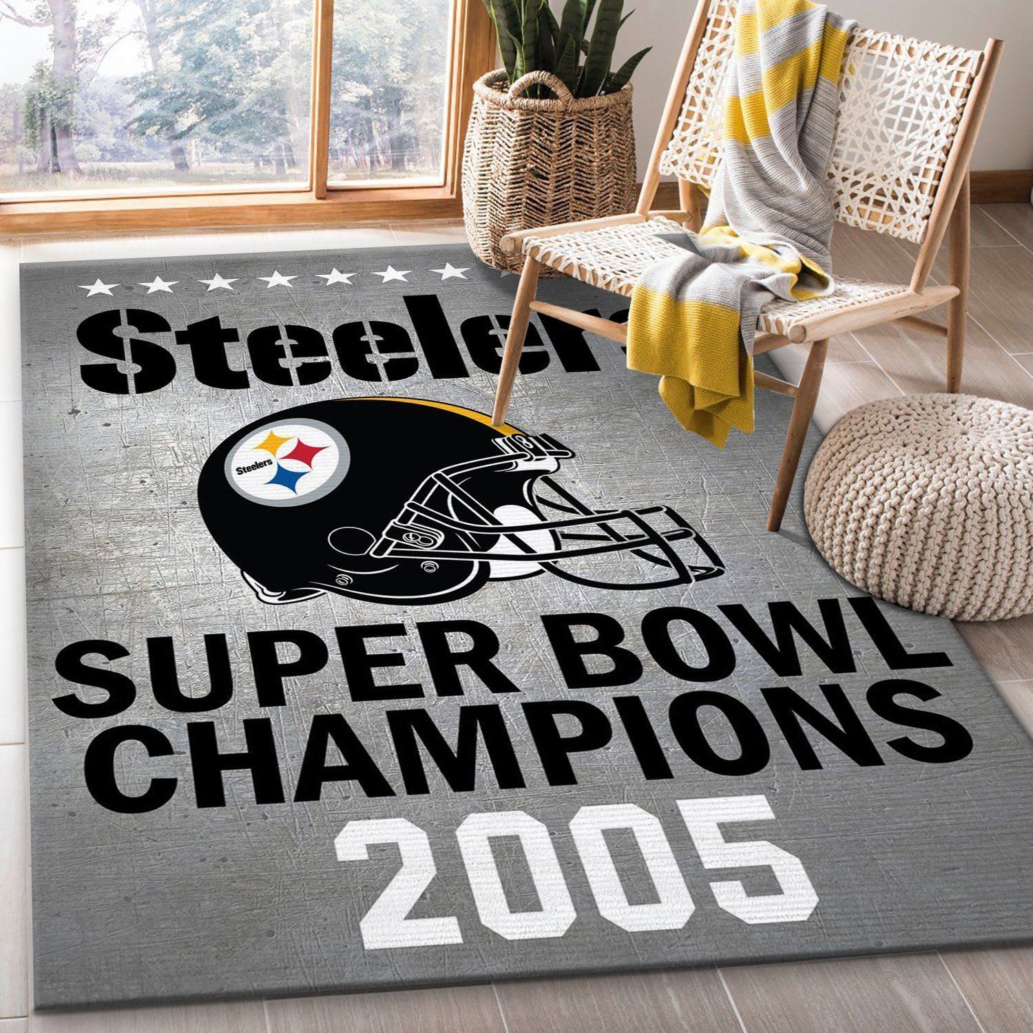 Pittsburgh Steelers 2005 Nfl Area Rug Living Room Rug US Gift Decor - Indoor Outdoor Rugs