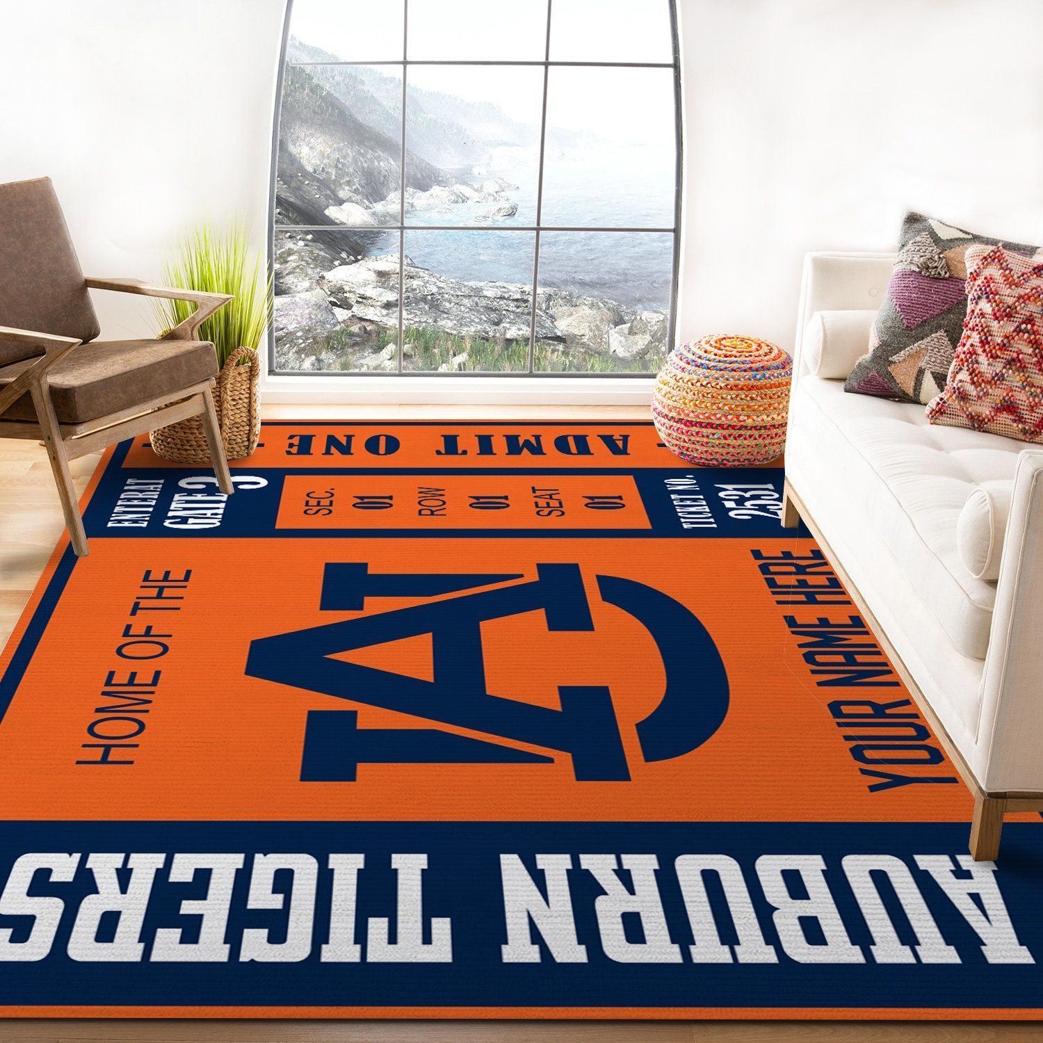 Auburn Tigers Ncaa Customizable Rug For Gift, Bedroom Rug - Floor US Decor - Indoor Outdoor Rugs