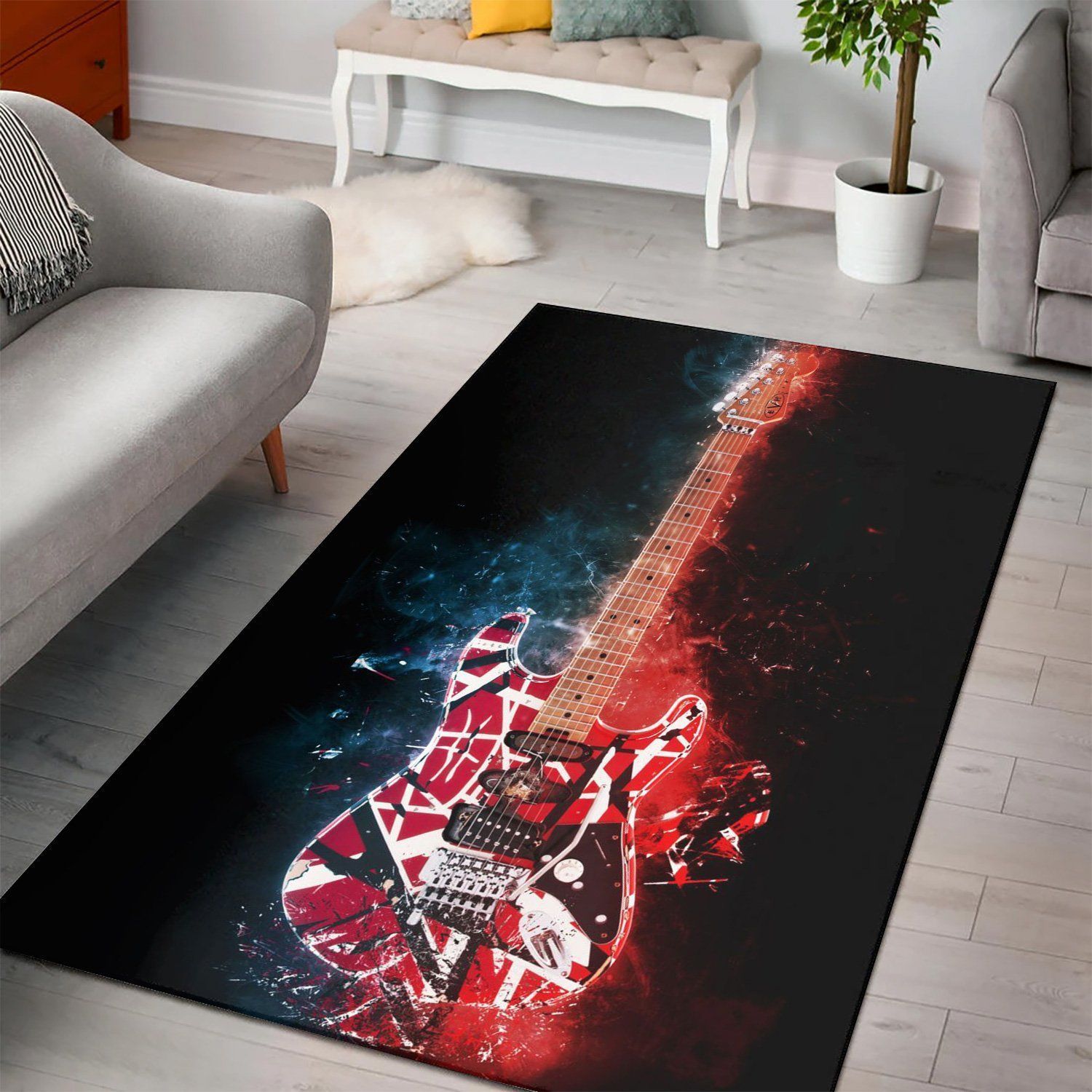 Eddie Van Halen Guitar Rug Gift for fans Christmas Gift - Indoor Outdoor Rugs