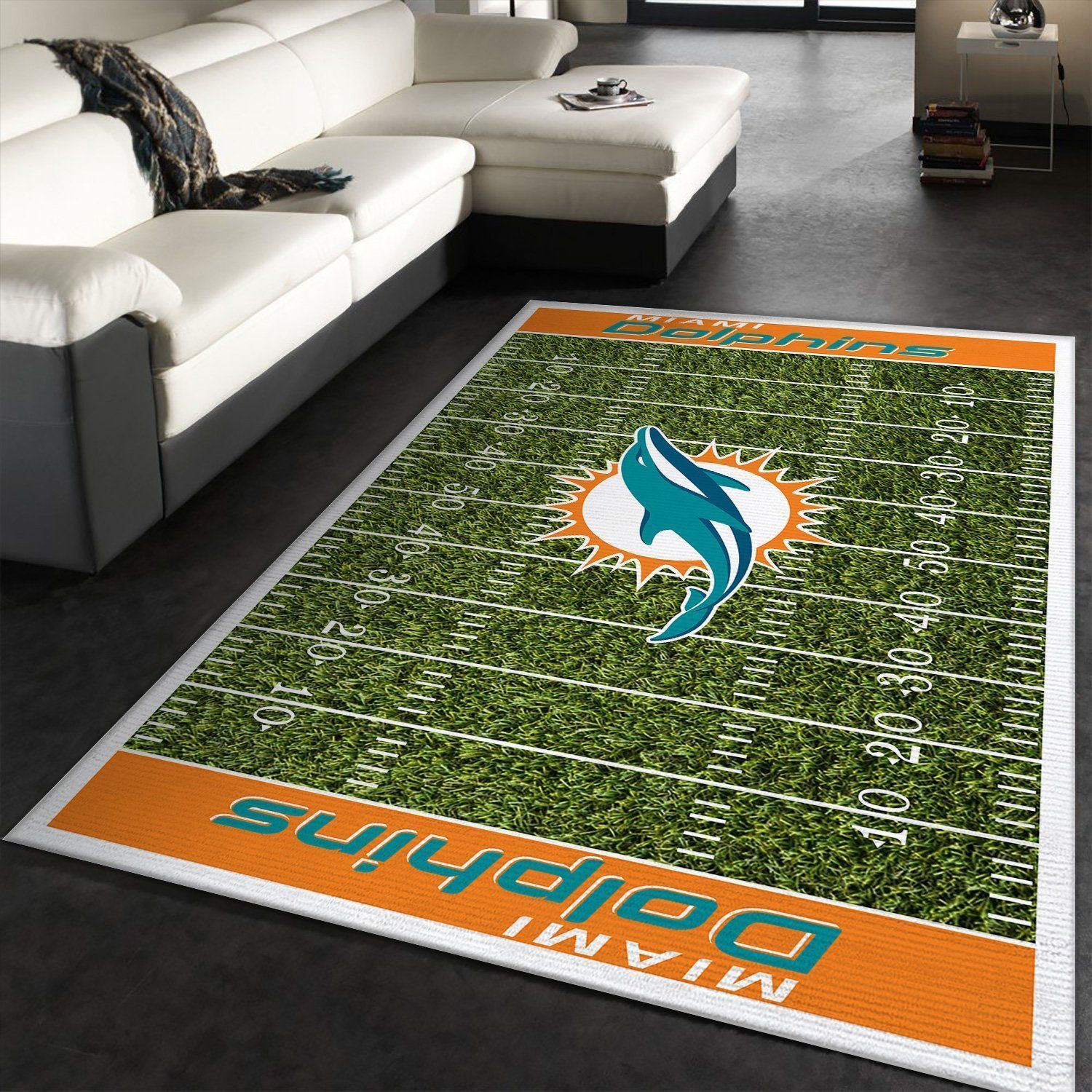 Miami Dolphins Nfl Rug Room Carpet Sport Custom Area Floor Home Decor V4 - Indoor Outdoor Rugs