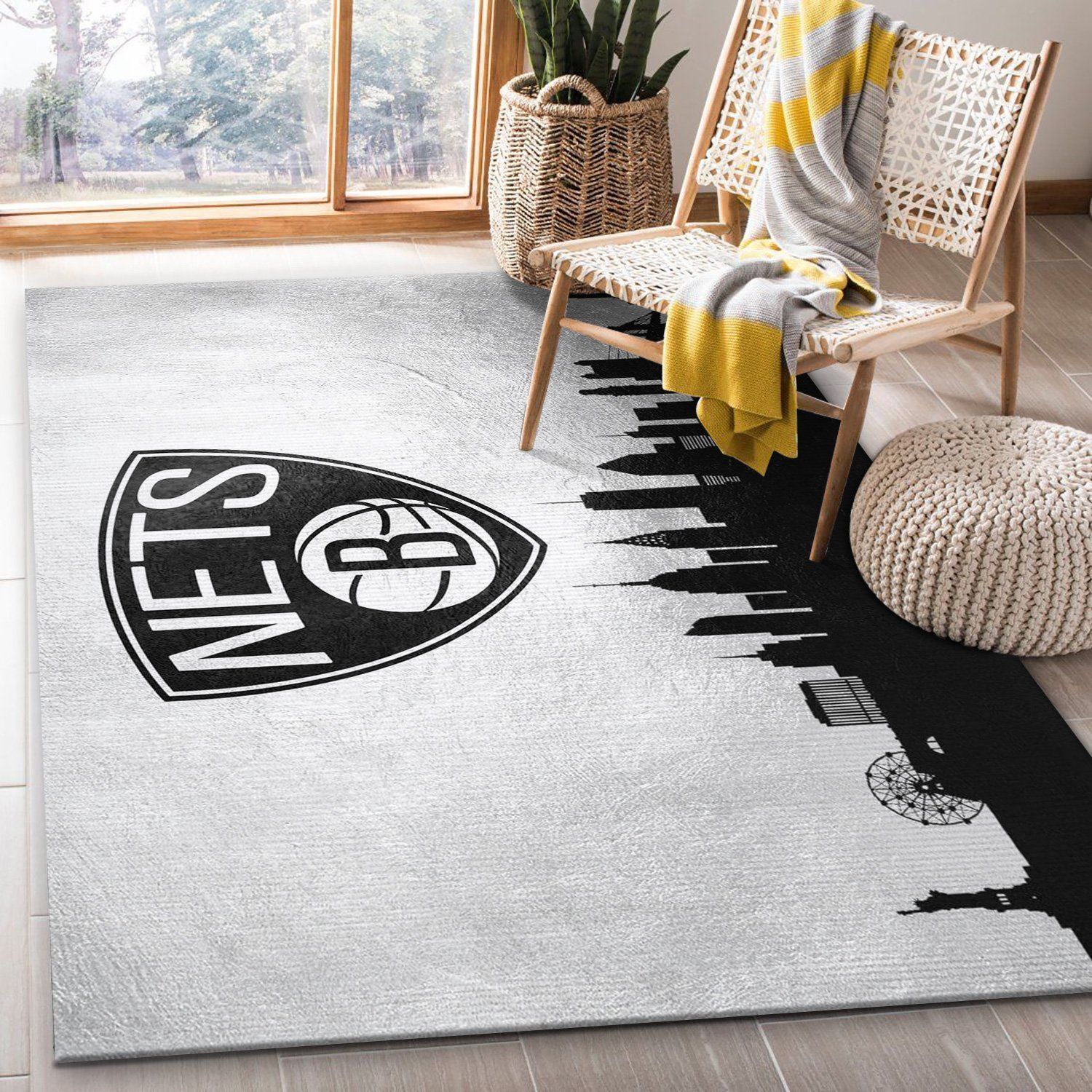 Brooklyn Nets Skyline Area Rug For Christmas, Living Room Rug, Home Decor Floor Decor - Indoor Outdoor Rugs