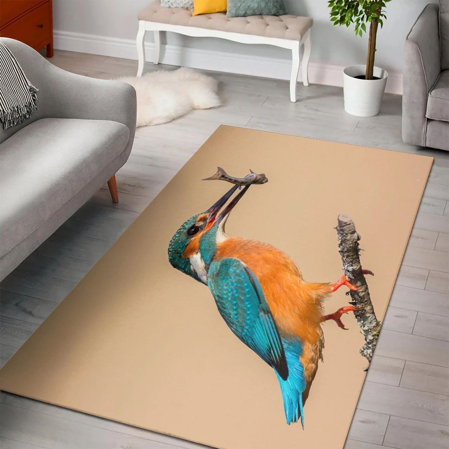 Birds Living Room Area Rug, Christmas Gift, Floor Decor Home Decor - Indoor Outdoor Rugs