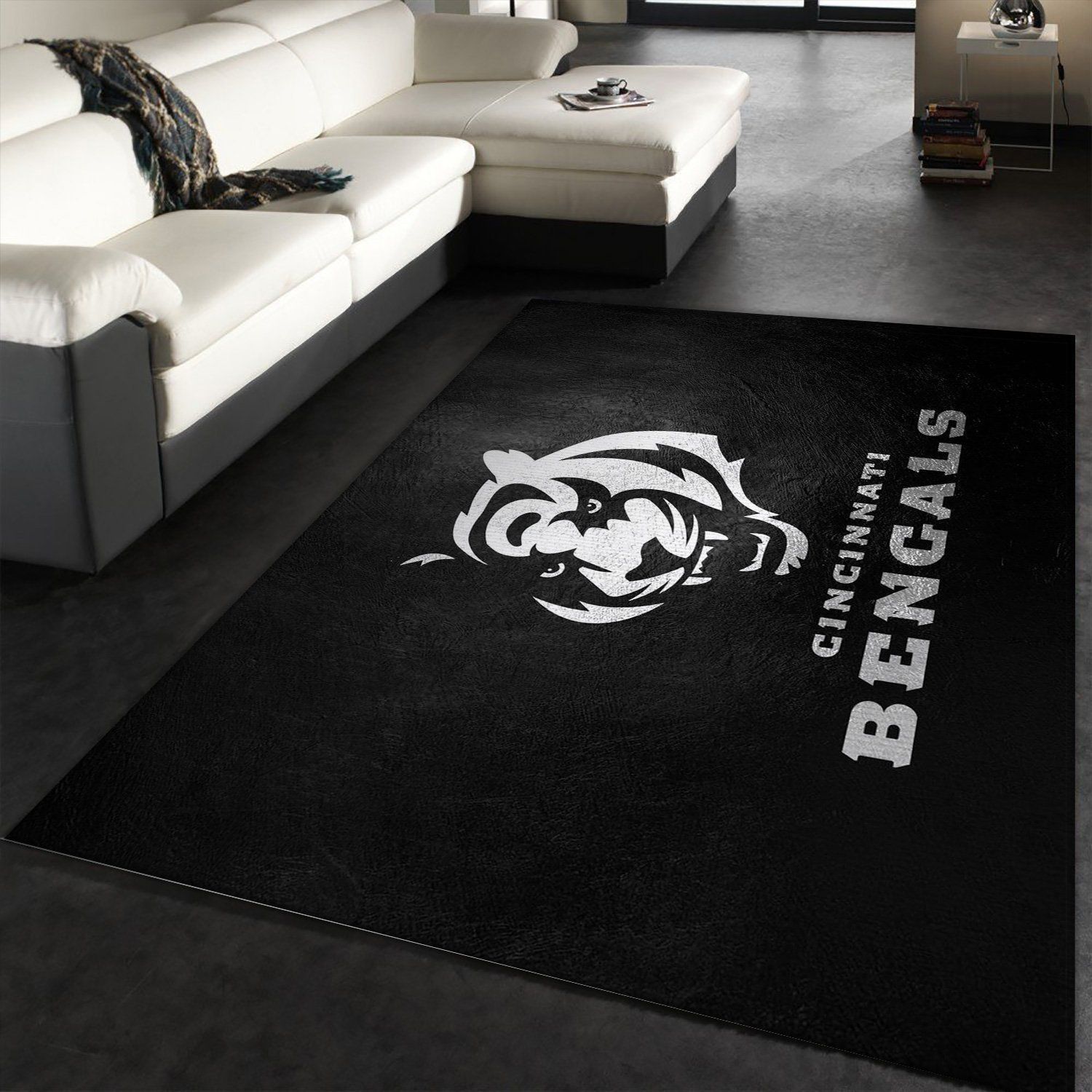 Cincinnati Bengals Silver NFL Area Rug Carpet, Bedroom, Home Decor Floor Decor - Indoor Outdoor Rugs