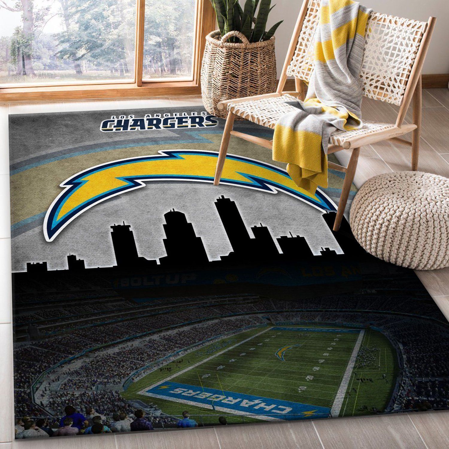 Los Angeles Chargers NFL Rug Bedroom Rug US Gift Decor - Indoor Outdoor Rugs