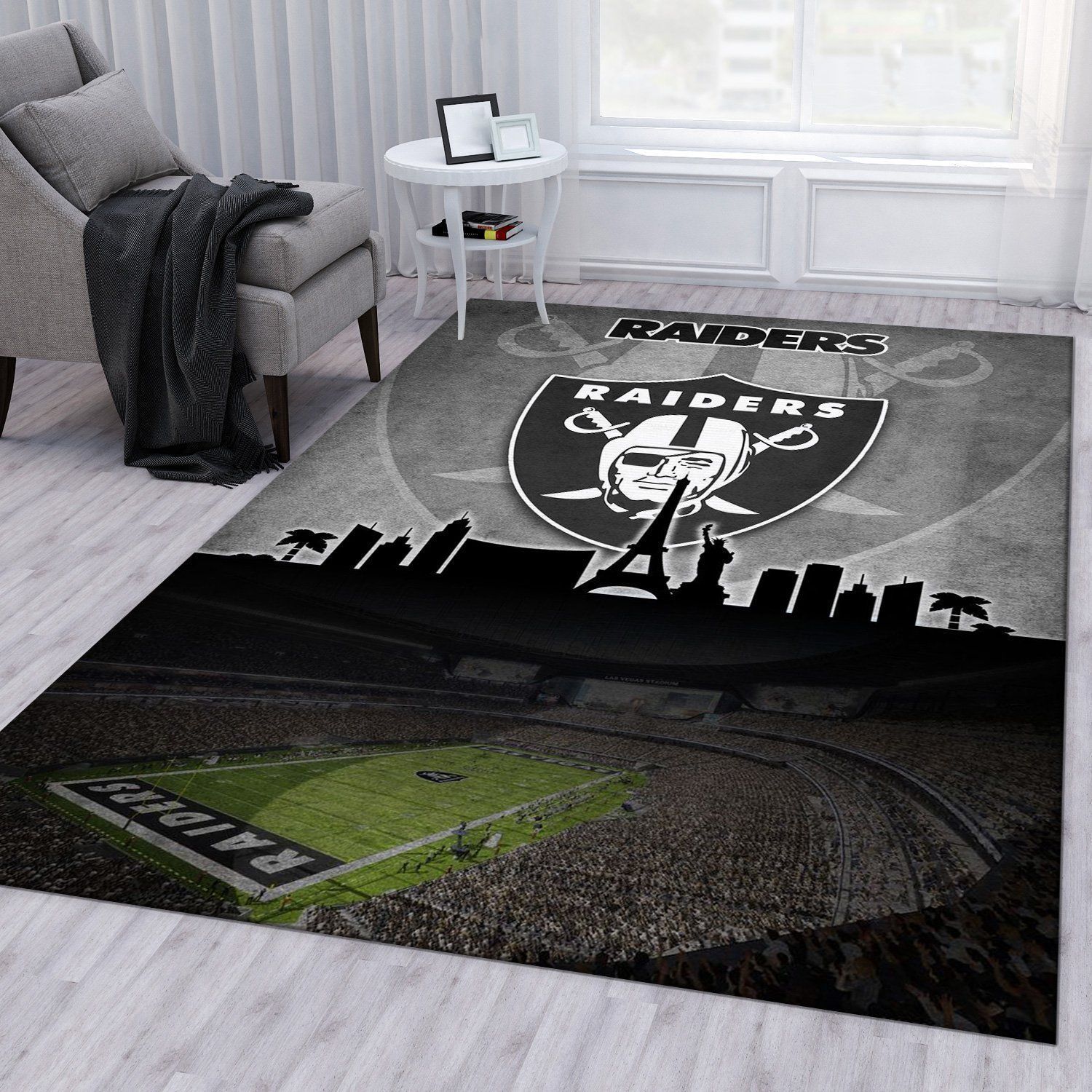 Las Vegas Raiders Nfl Area Rug For Christmas Living Room Rug Christmas Gift US Decor - Indoor Outdoor Rugs