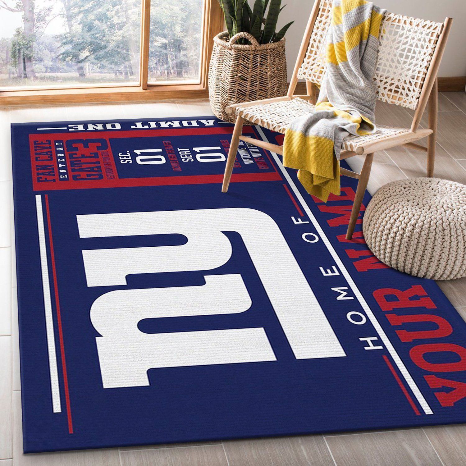 Customizable New York Giants Wincraft Personalized NFL Area Rug Carpet, Kitchen Rug, Home Decor Floor Decor - Indoor Outdoor Rugs