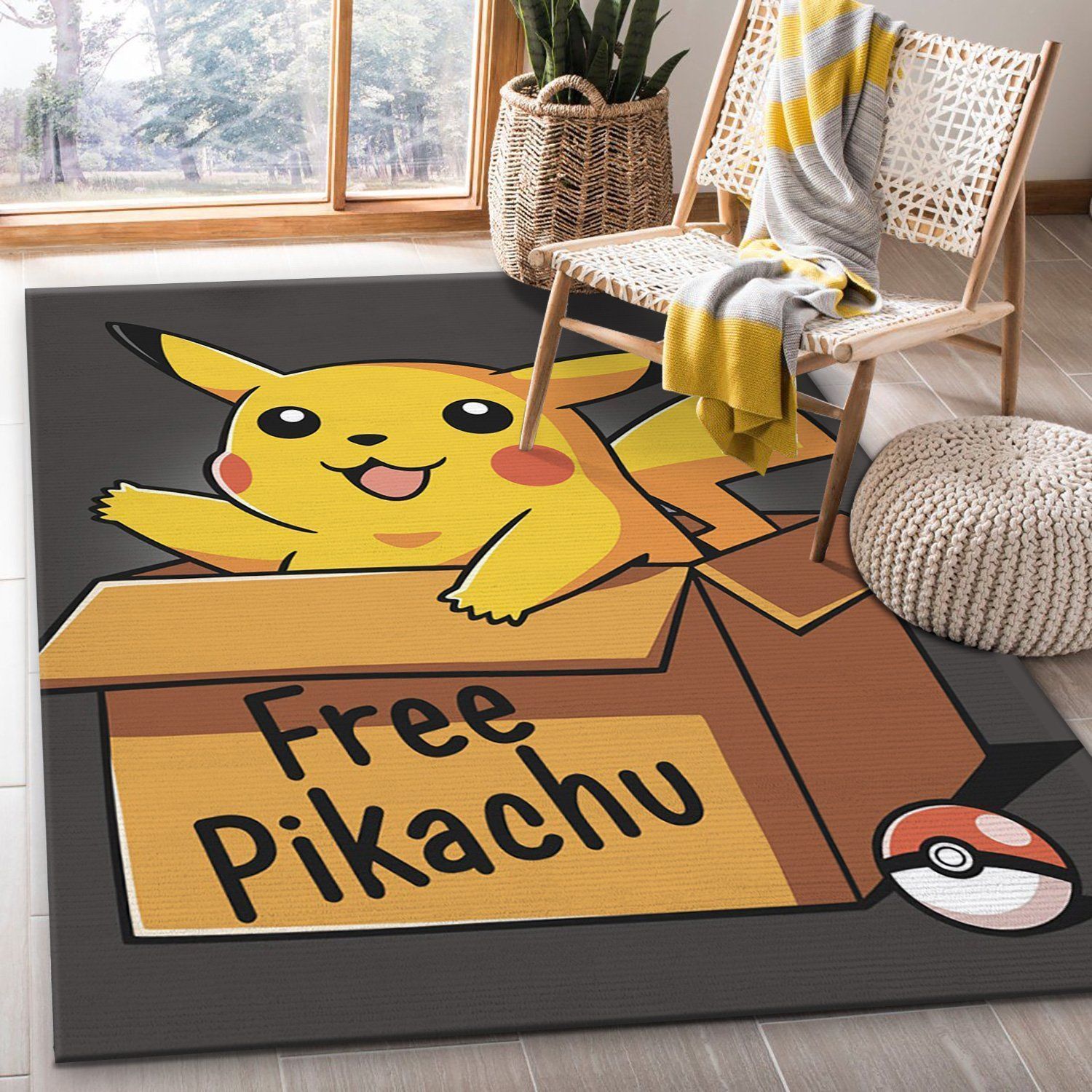 Free Pikachu Disney Area Rug, Bedroom, US Gift Decor - Indoor Outdoor Rugs