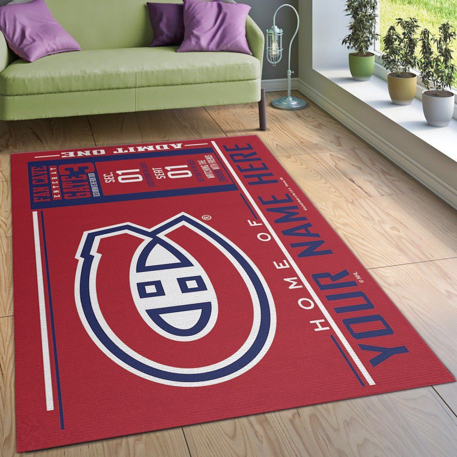 Customizable Montreal Canadiens Wincraft Personalized NHL Area Rug Living Room Rug Home Decor - Indoor Outdoor Rugs