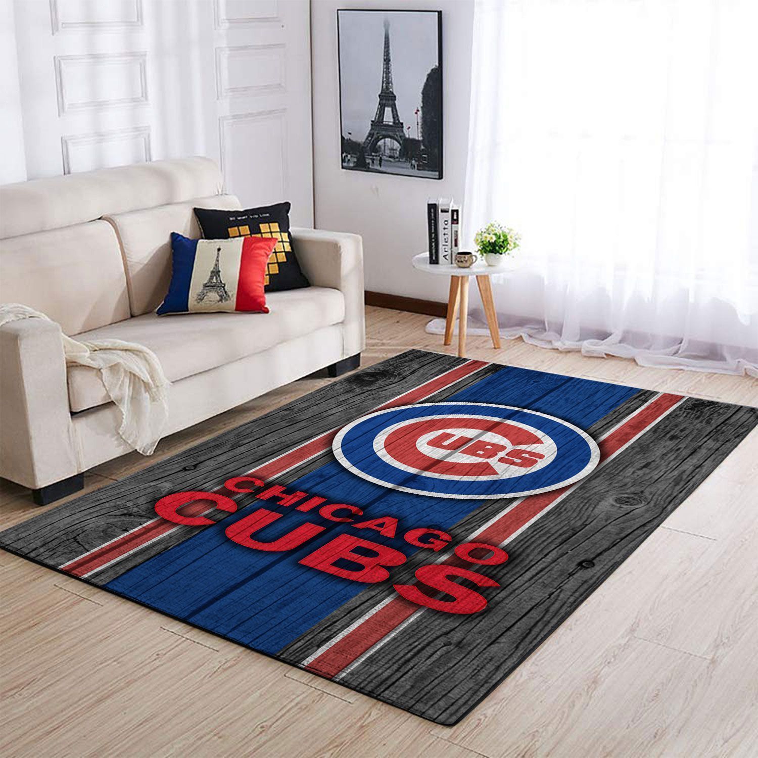 Chicago Cubs Mlb Team Logo Wooden Style Style Nice Gift Home Decor Rectangle Area Rug - Indoor Outdoor Rugs