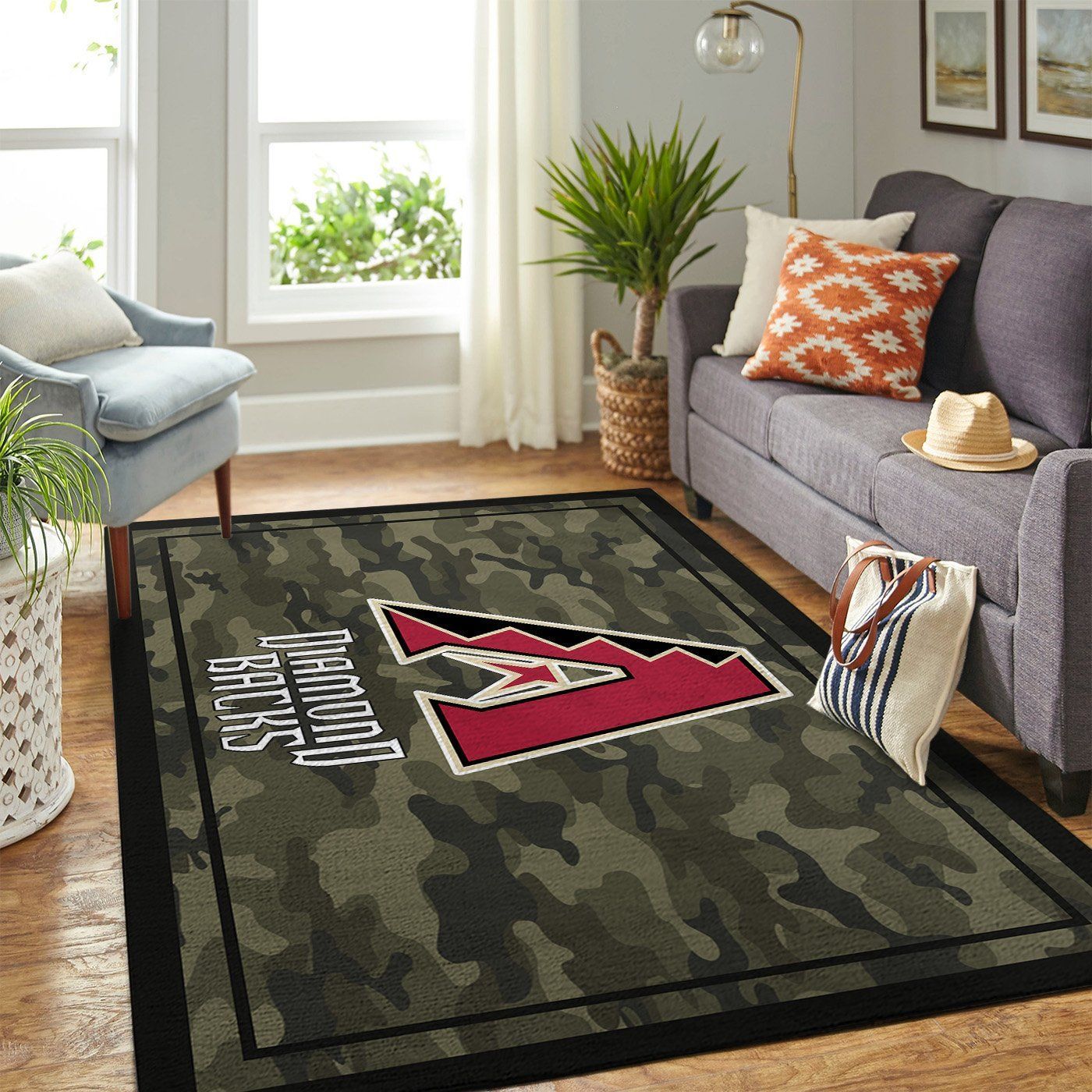 Arizona Diamondbacks Mlb Team Logo Camo Style Nice Gift Home Decor Rectangle Area Rug - Indoor Outdoor Rugs