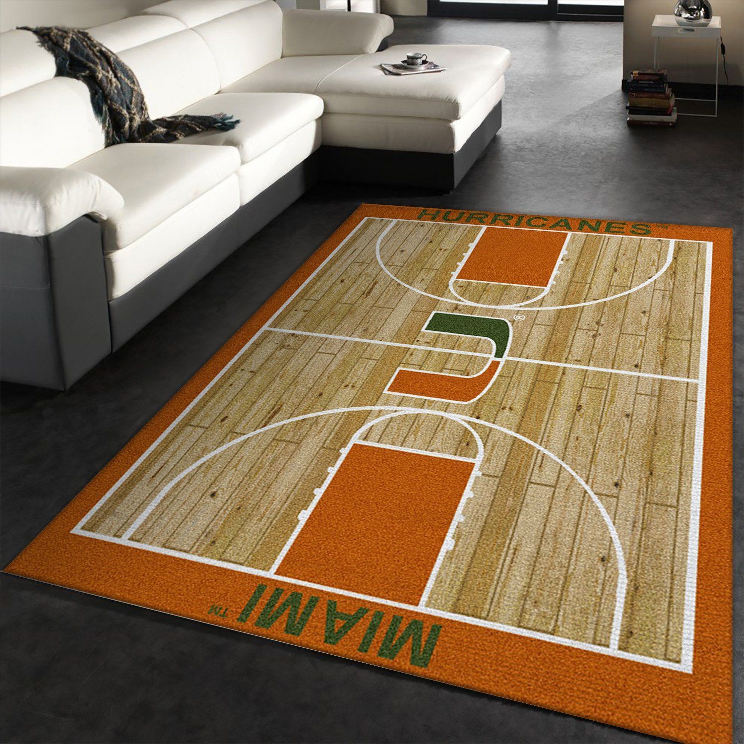 College Home Court Miami Basketball Team Logo Area Rug, Living Room Rug, US Gift Decor - Indoor Outdoor Rugs