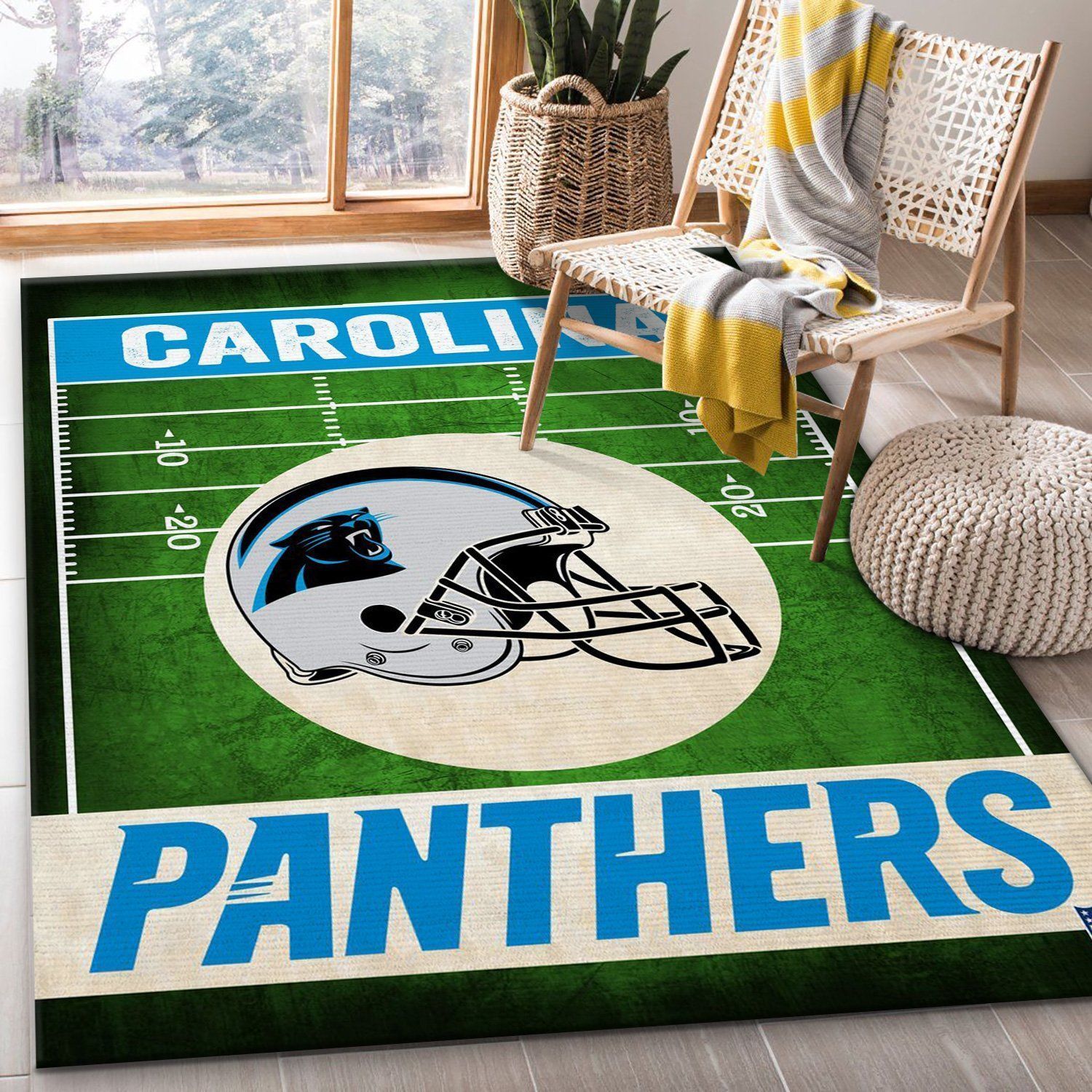 Carolina Panthers End Zone Nfl Rug Bedroom Rug Home US Decor - Indoor Outdoor Rugs